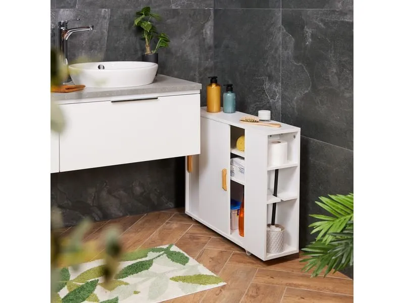 relaxdays Nischenwagen Weiss, 62 x 19.5 x 64 cm