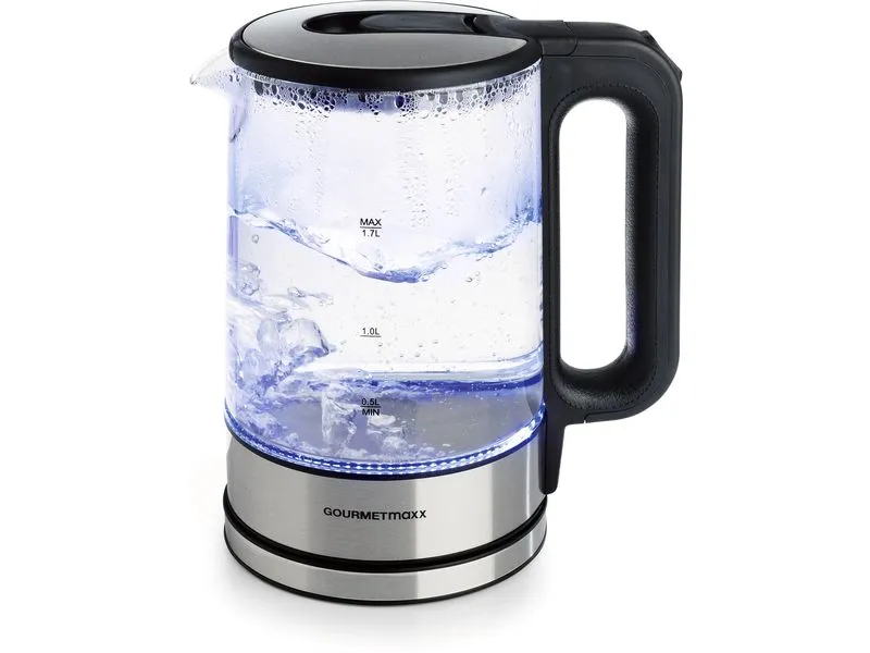 GOURMETmaxx Wasserkocher 1.7 l, Silber/Transparent