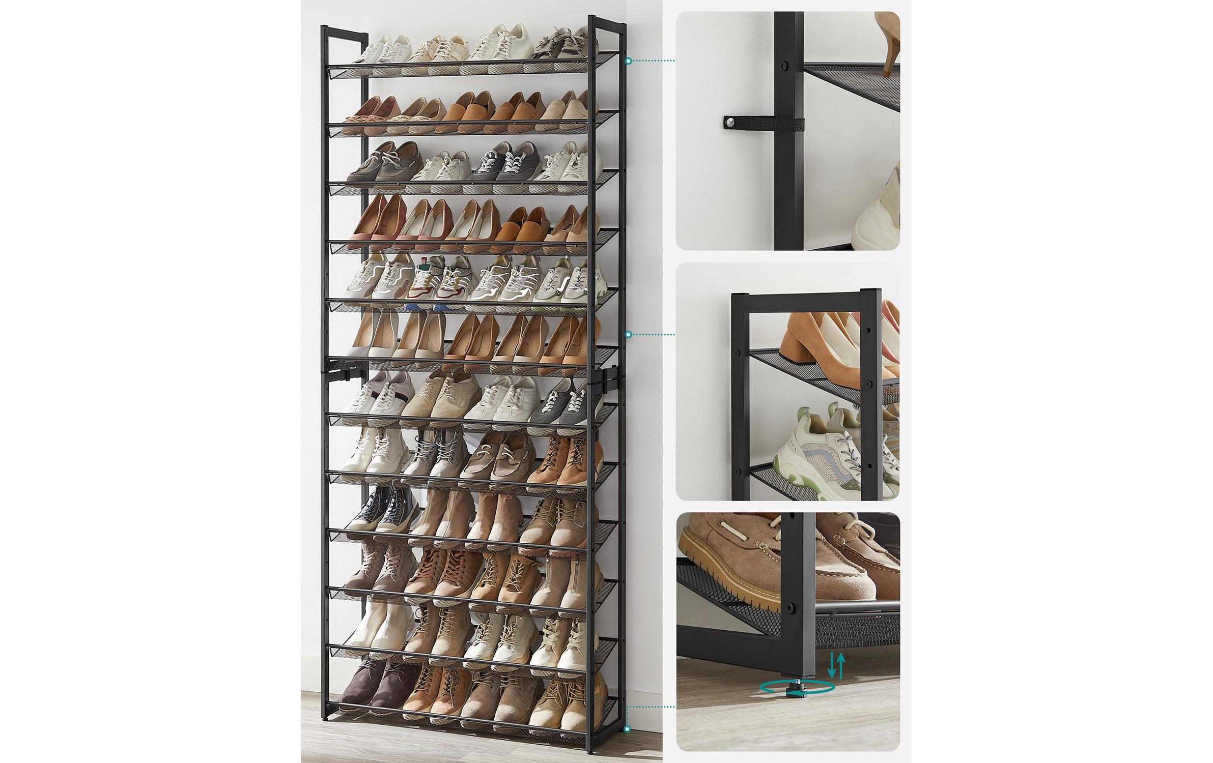 Songmics Schuhregal 92.3 x 221.4 cm, Schwarz