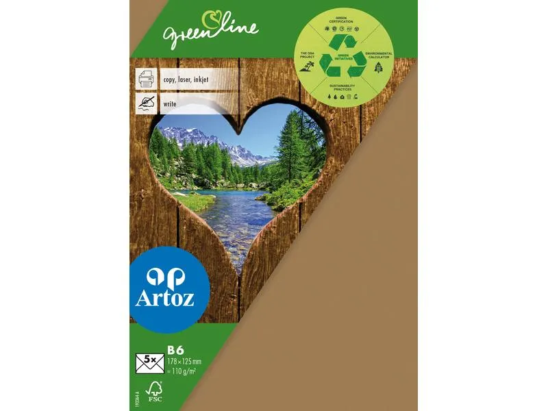 Artoz Couvert Green Line B6, 5 Stück, Braun