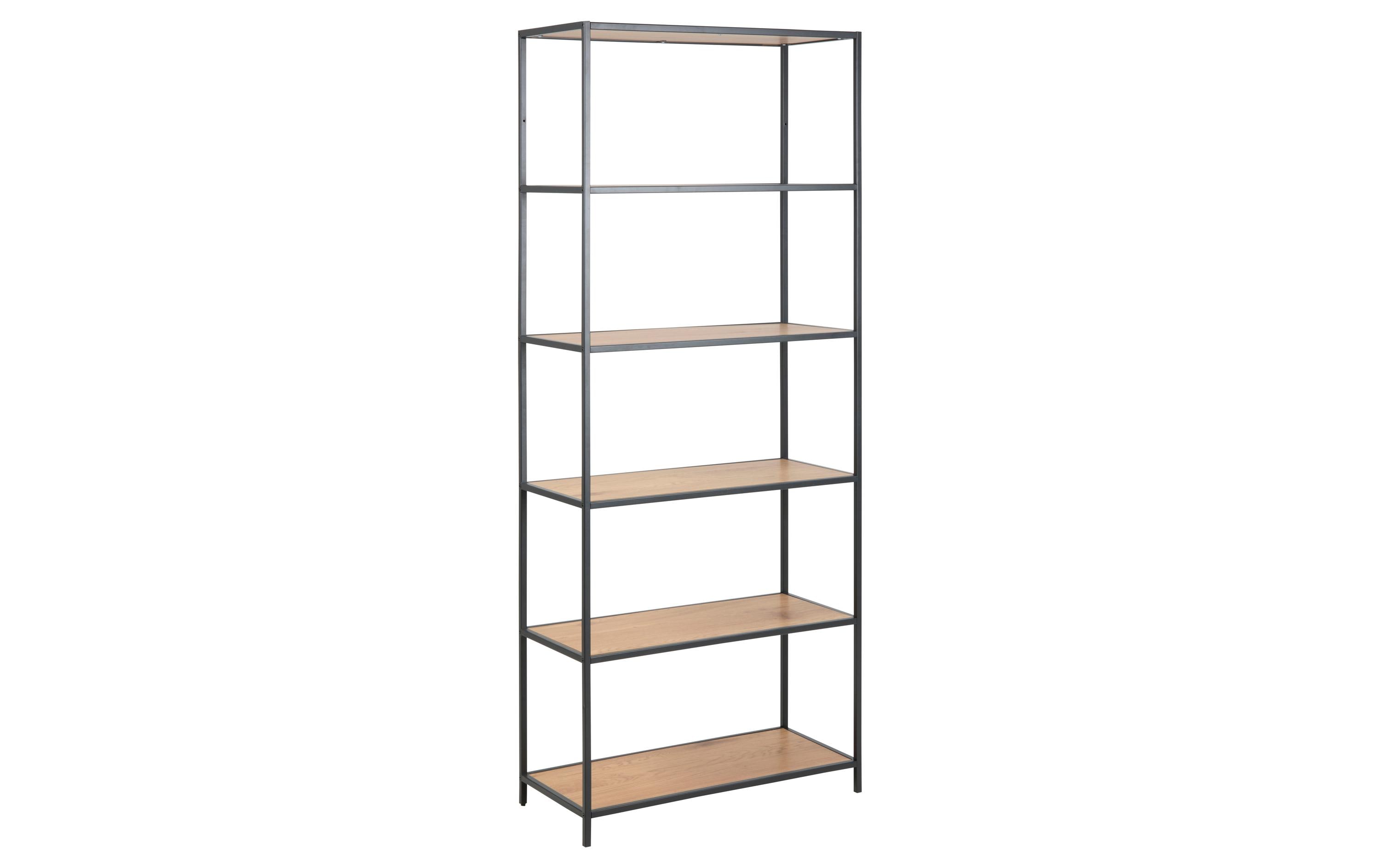 AC Design Regal Seaford 77 x 35 x 185 cm, Eiche/Schwarz matt