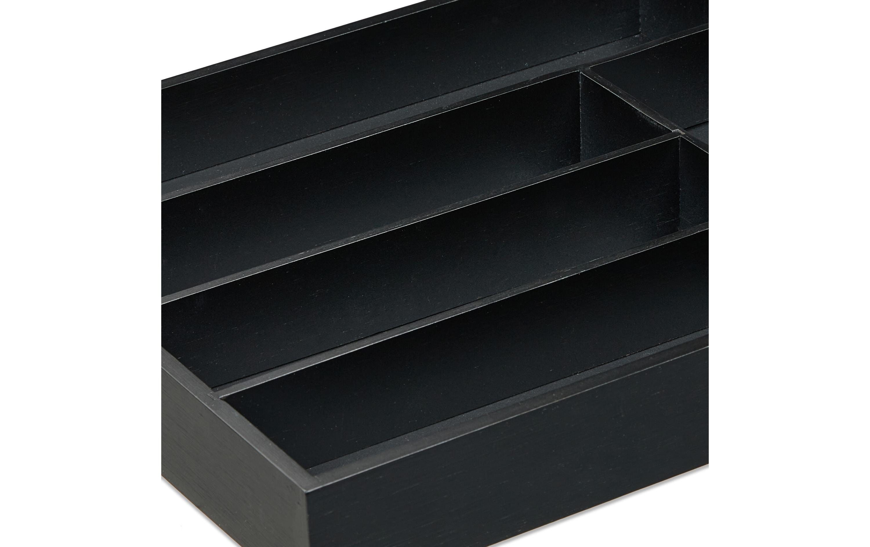 relaxdays Besteckkasten 6 Fächer Schwarz