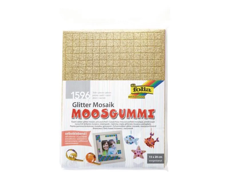 Folia Moosgummi-Set Mosaik Glitter selbstklebend, 6 Stück Folia Moosgummi-Set Mosaik Glitter selbstklebend, 6 Stück