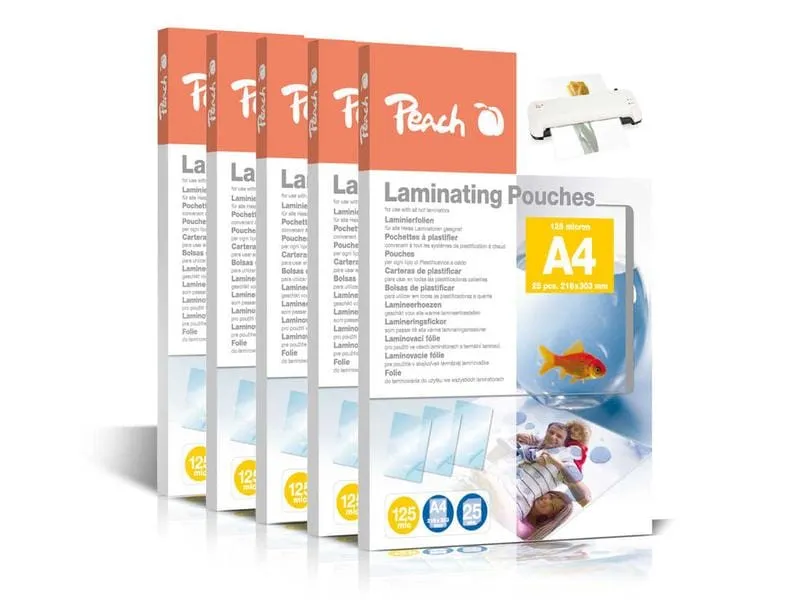 Peach Laminierfolie A4, 125 µm, 6 x 100 Stück Peach Laminierfolie A4, 125 µm, 6 x 100 Stück