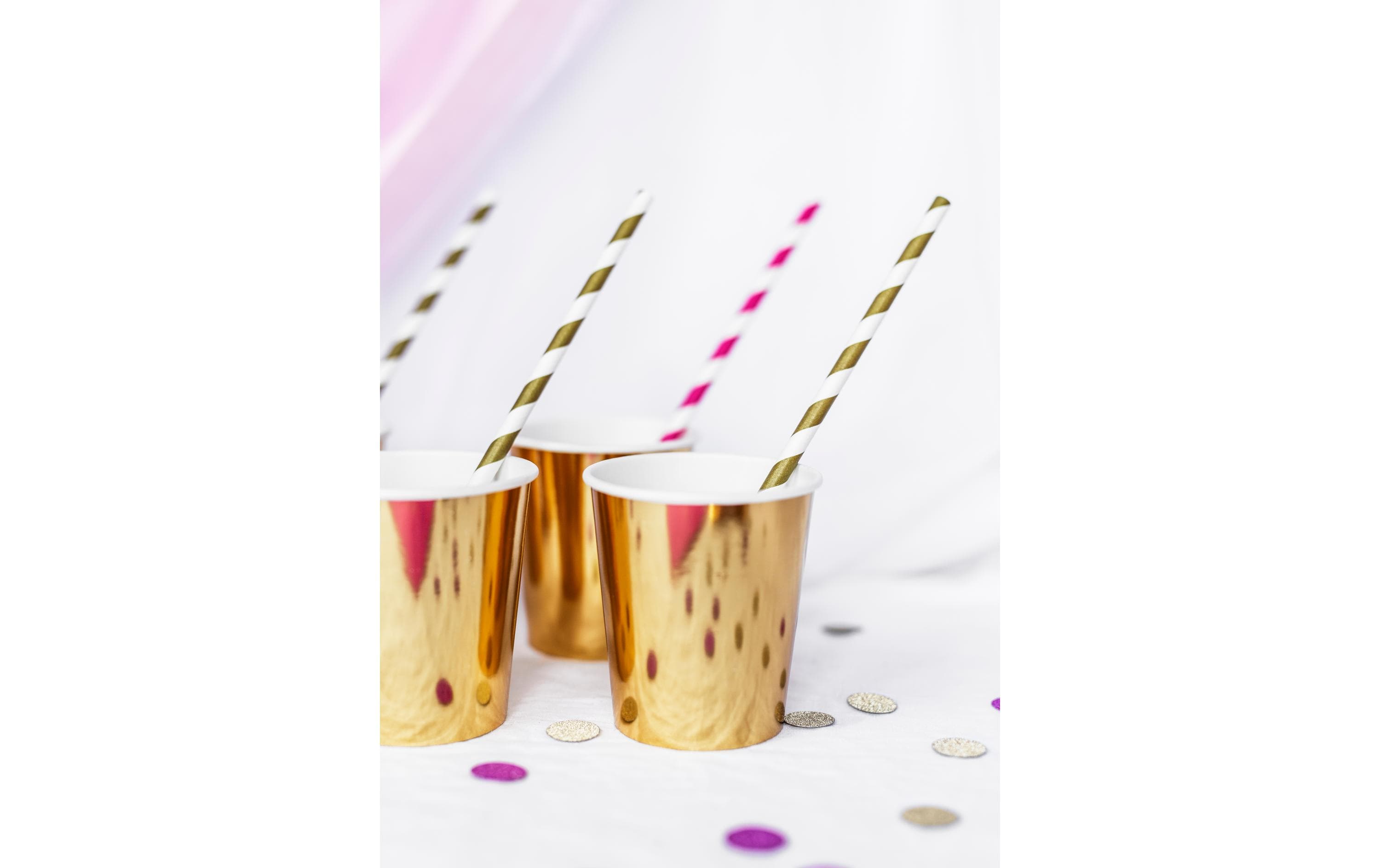 Partydeco Strohhalm 19.5 cm, 10 Stück, Gold/Weiss