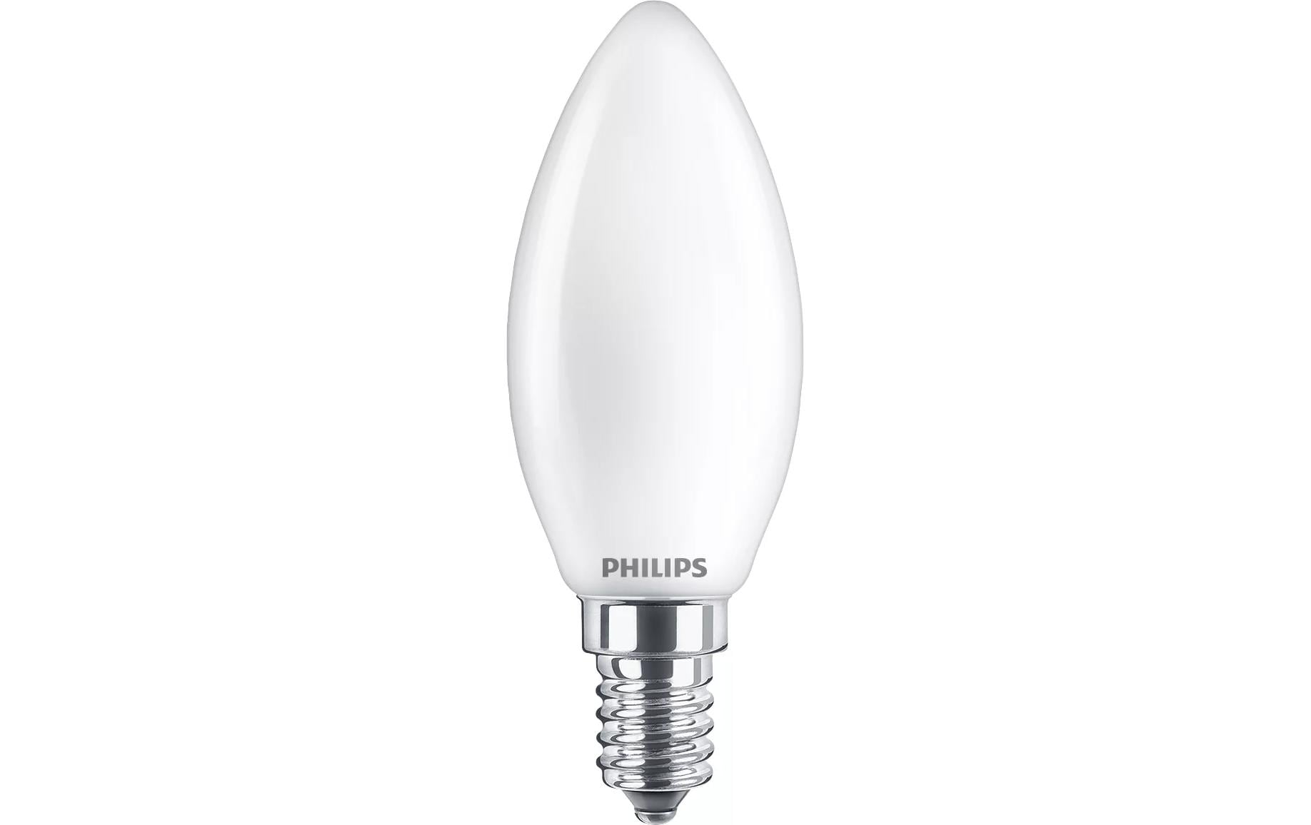Philips LED Filament-Kerzenlampe, Milchglas, 40W, B35, E14, 3er-Pack