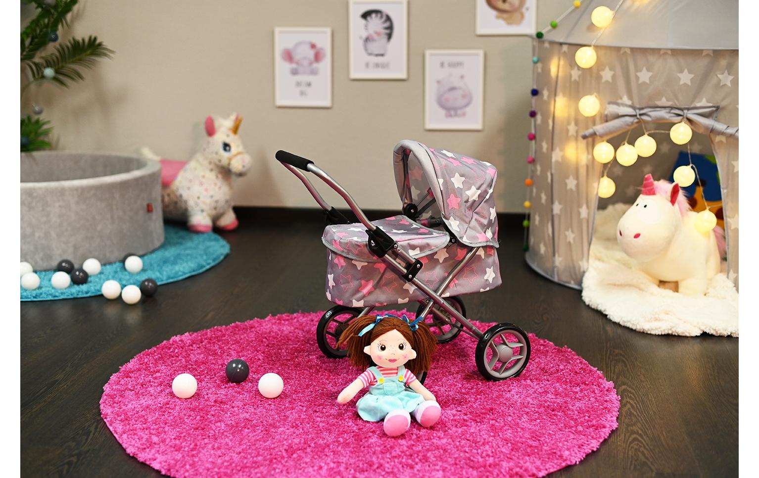 Knorrtoys Puppenbuggy Mini Lilli Star Grey Pink