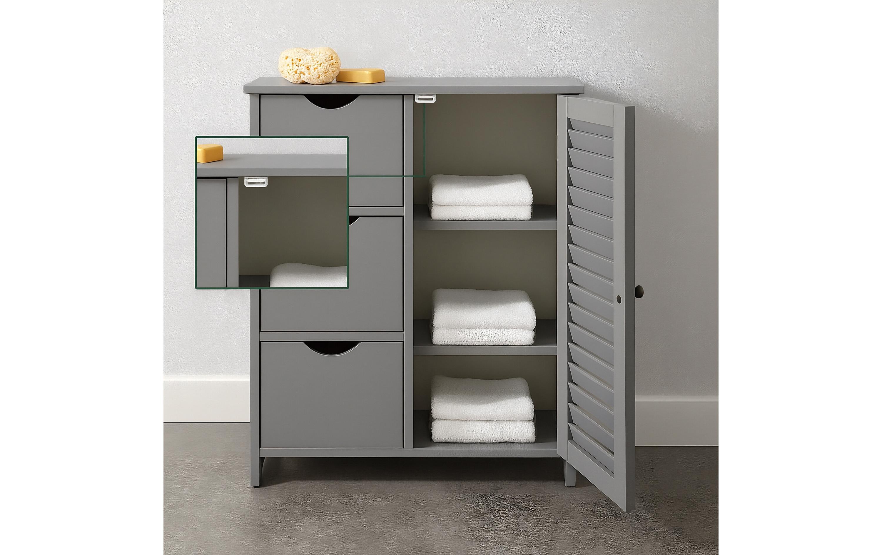 relaxdays Badezimmerregal 80 x 60 x 30 cm Grau