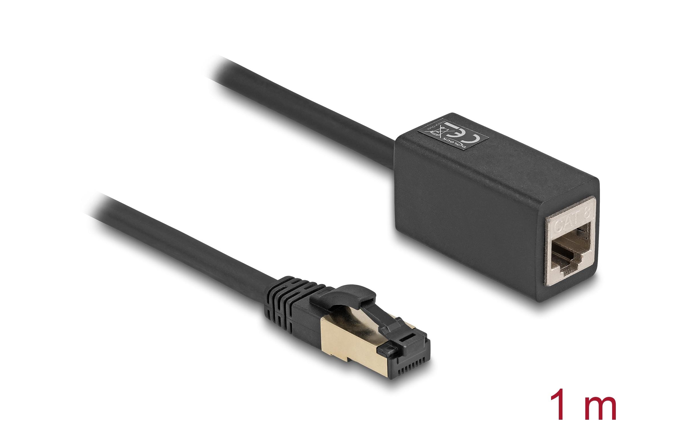 Delock Patchkabel Verlängerungskabel Cat 8.1, S/FTP, 1 m, Schwarz Delock Patchkabel Verlängerungskabel Cat 8.1, S/FTP, 1 m, Schwarz