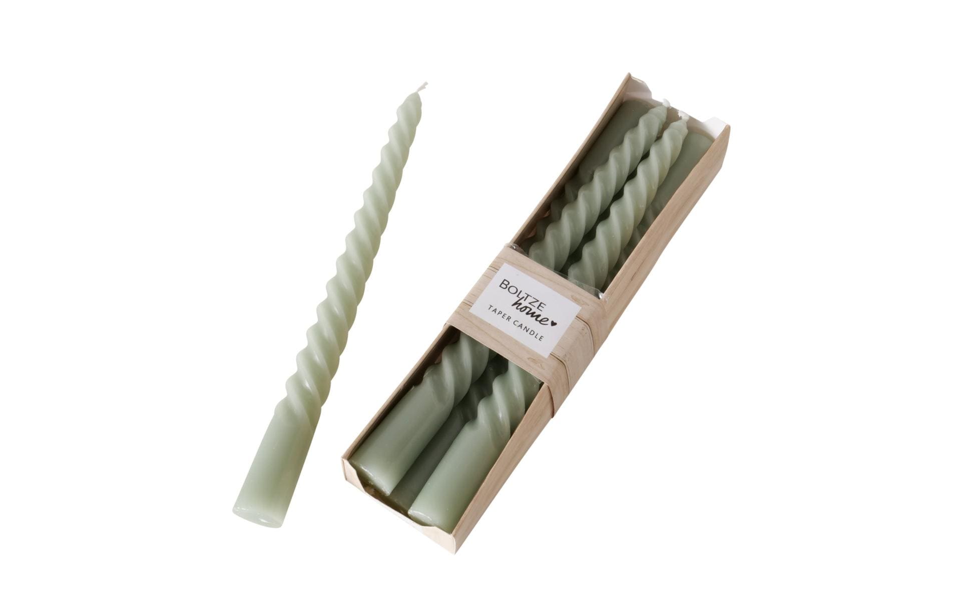 Boltze Stabkerze Twisto 6er Set, Hellgrün