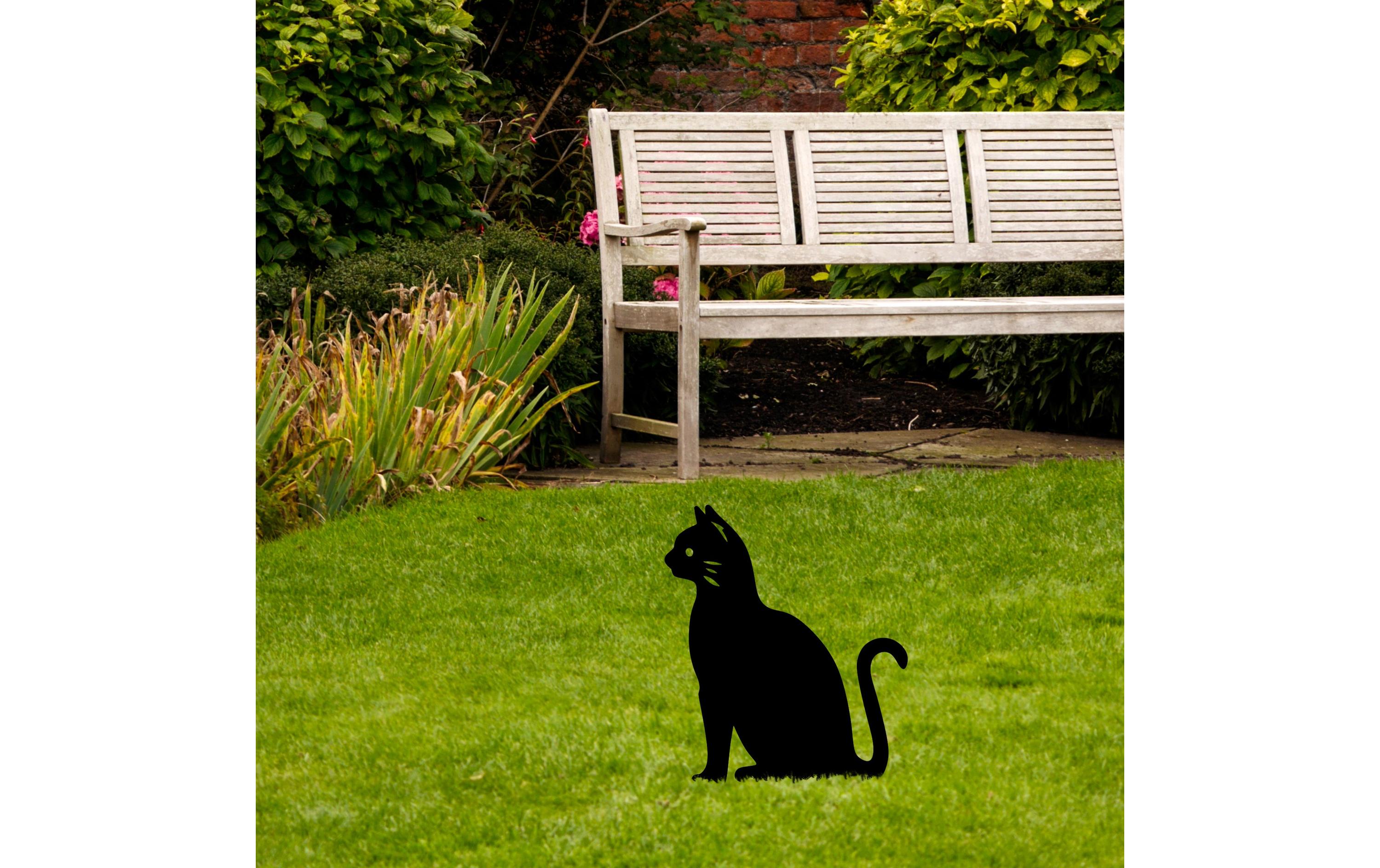Wallxpert Gartenstecker Katze 38 x 20 cm