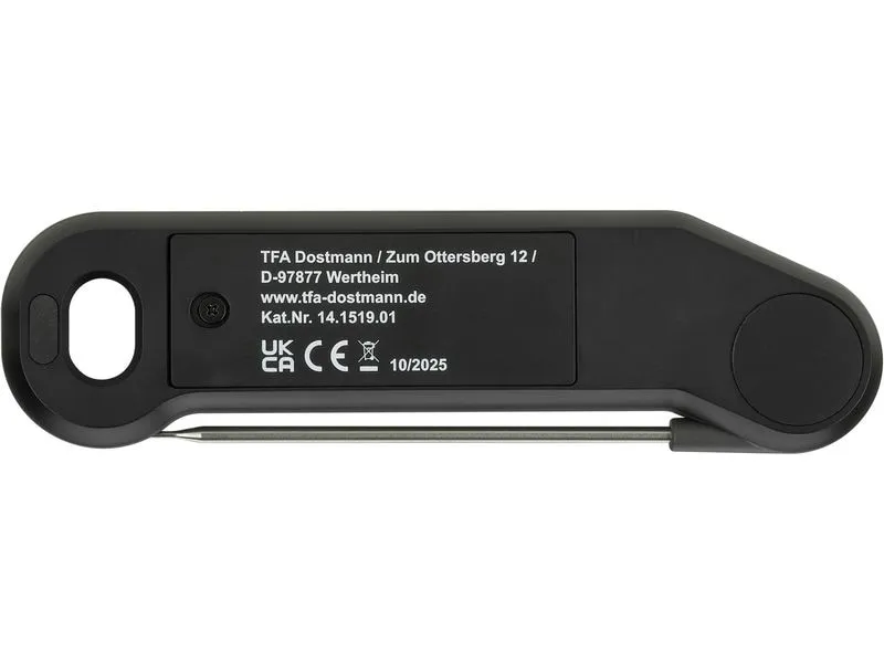 TFA Dostmann Küchenthermometer Digital, Profi, Einstech, IP66, Schwarz