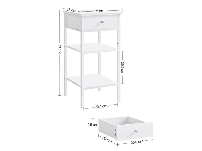VASAGLE Nachttisch 35 x 70 cm, Weiss VASAGLE Nachttisch 35 x 70 cm, Weiss