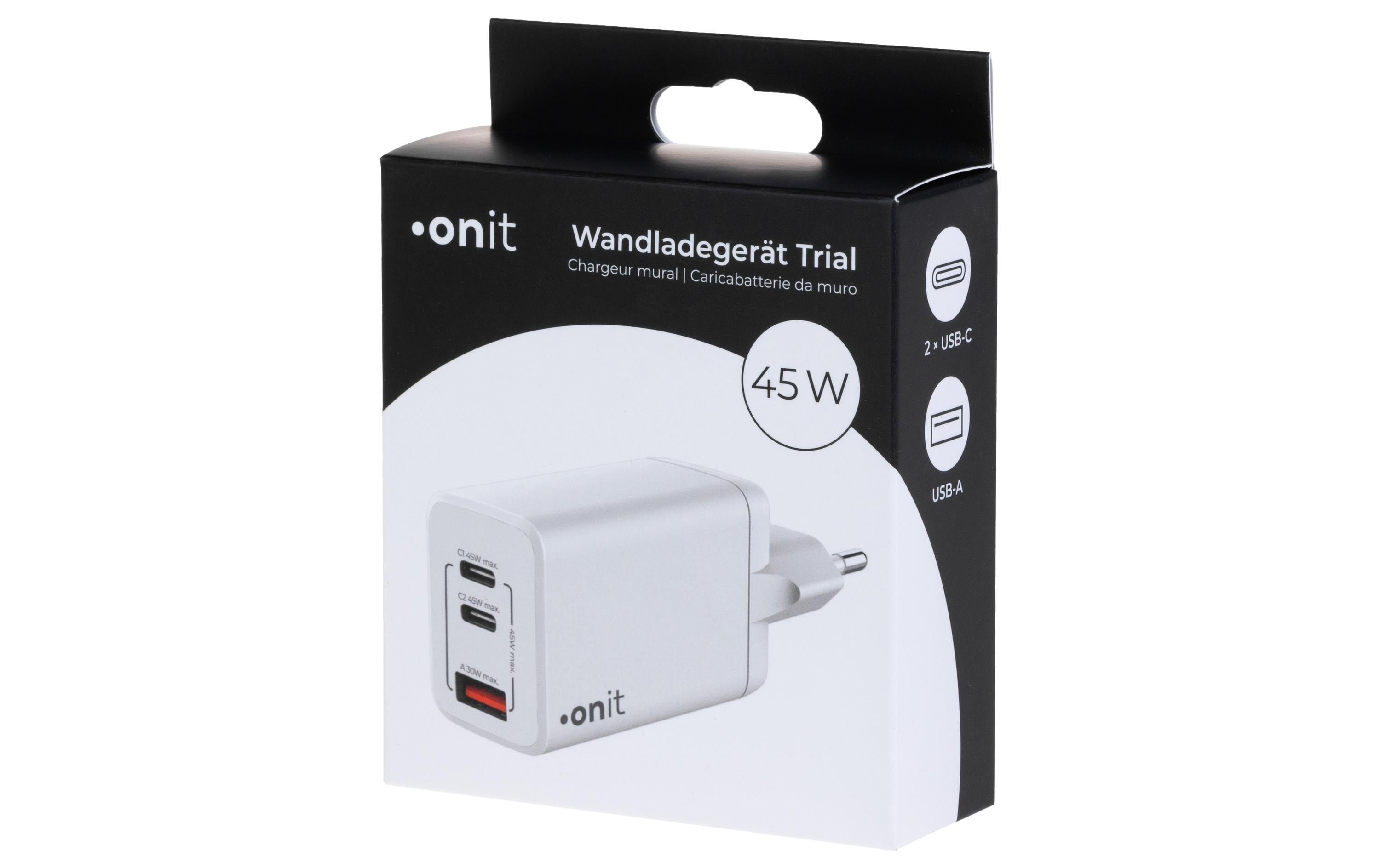 onit USB-Wandladegerät Trial QC4+ 45 W GaN Weiss