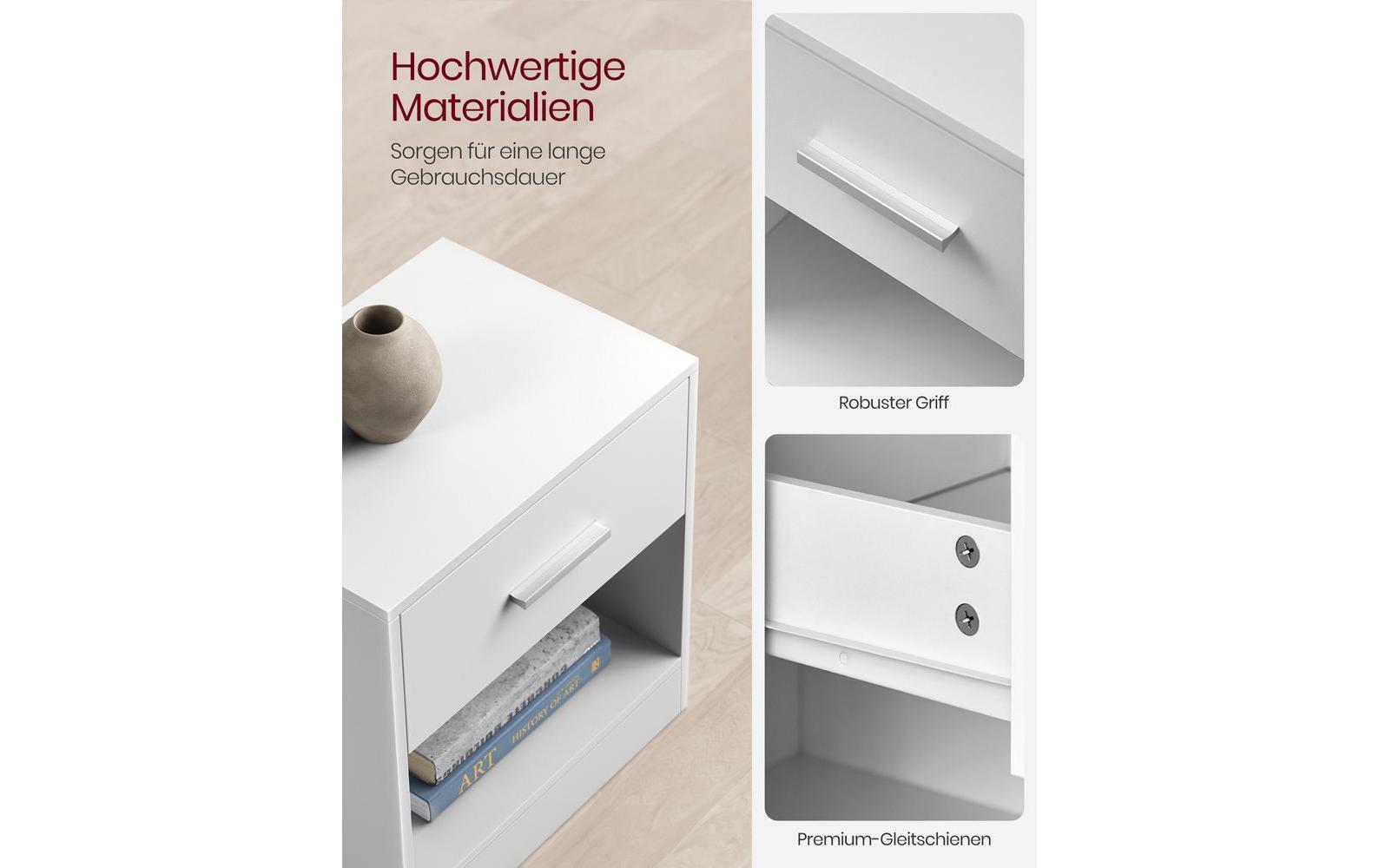 VASAGLE Nachttisch 39 x 41 cm, Weiss