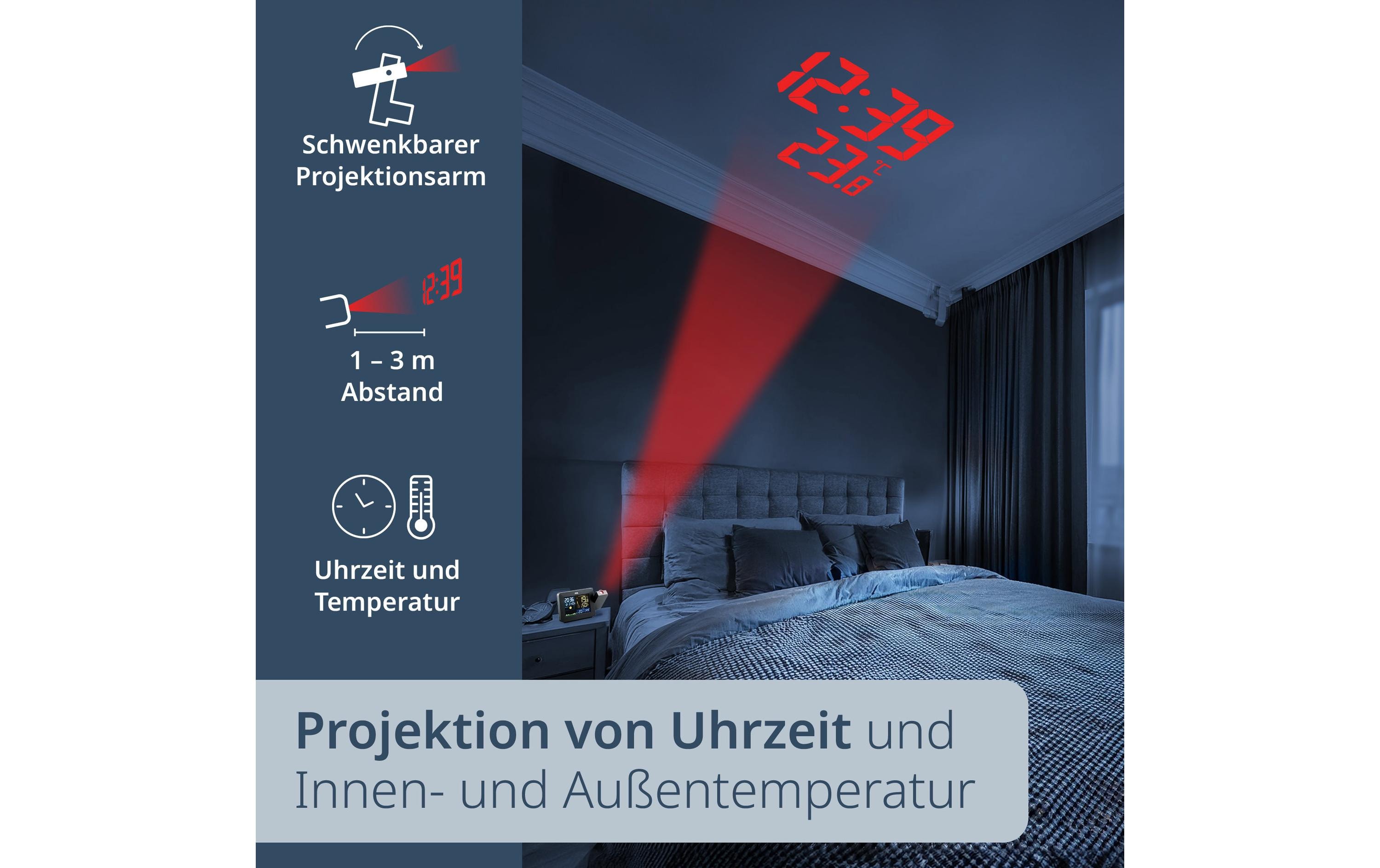 ADE Wetterstation mit Funk-Aussensensor Schwarz