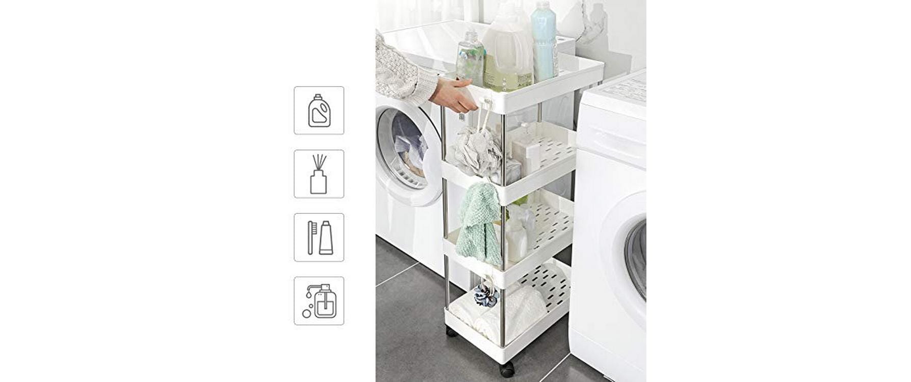 Songmics Nischenwagen mit 4 Ablagen 40 x 86 x 22 cm, Weiss