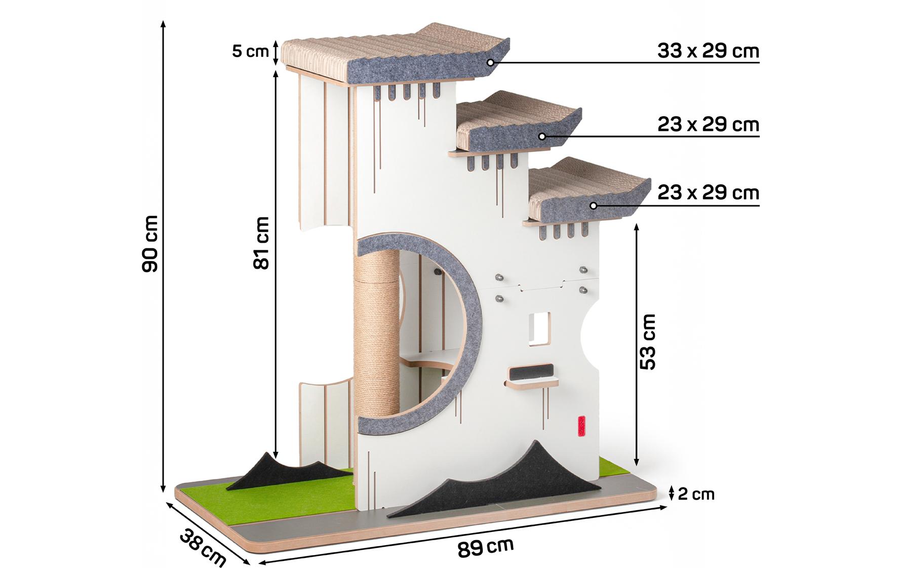 CanadianCat Design-Kratzmöbel Château Tatzberg Grau/Weiss