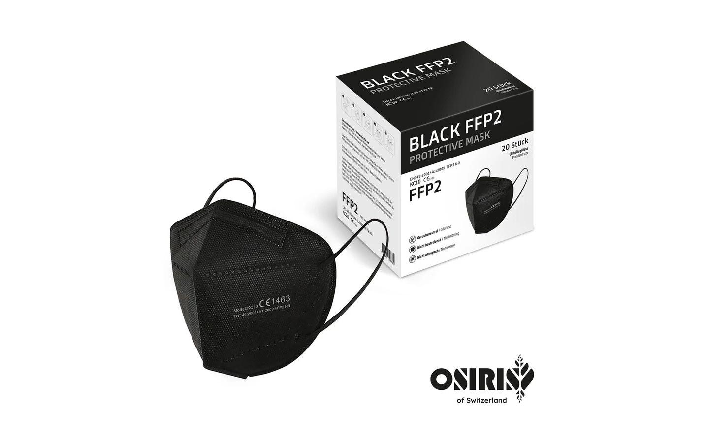 OSIRIS Atemschutzmaske FFP2, Schwarz, 20 Stück