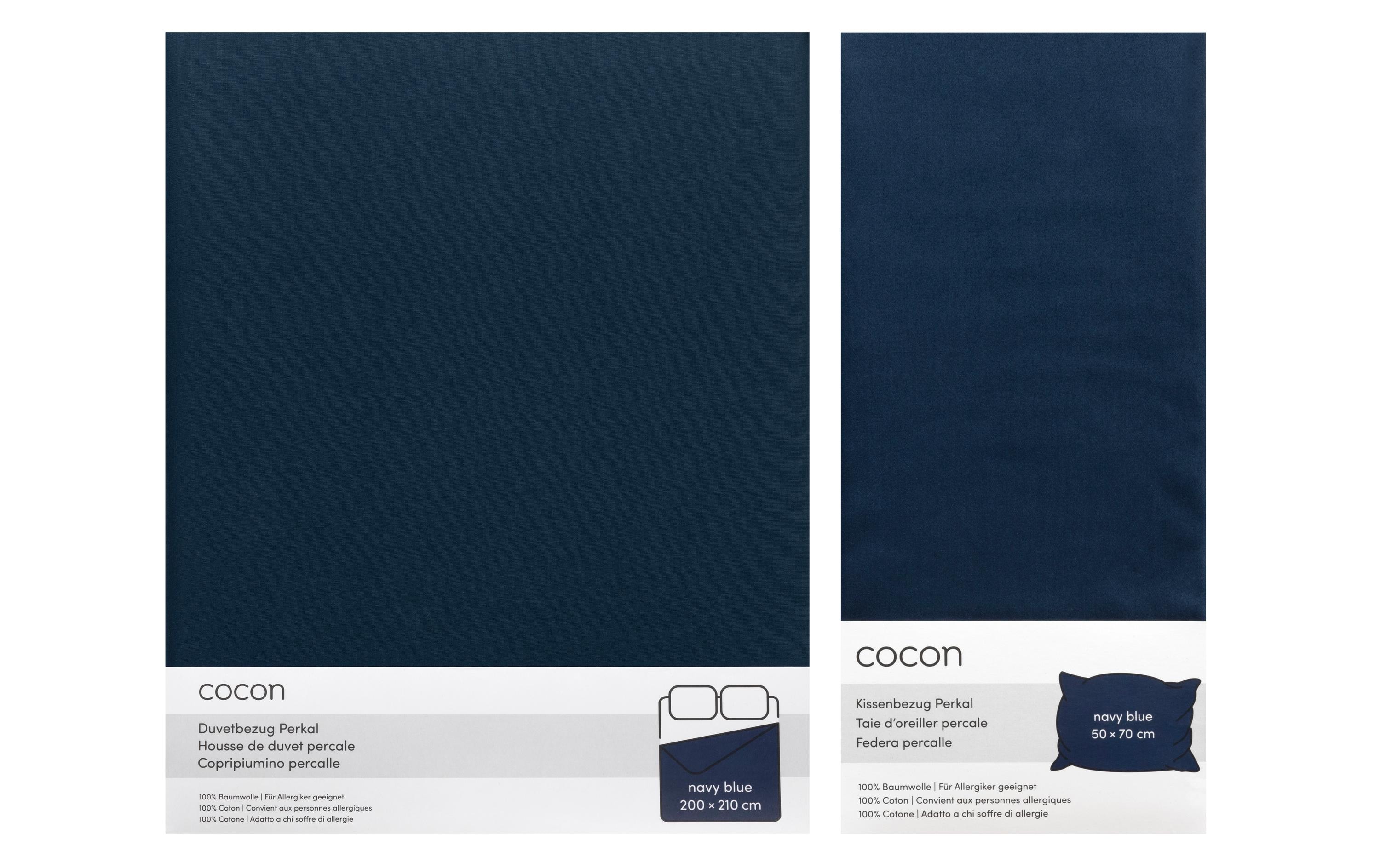 COCON Bettwäsche Perkal 200 x 210 / 50 x 70, Marineblau