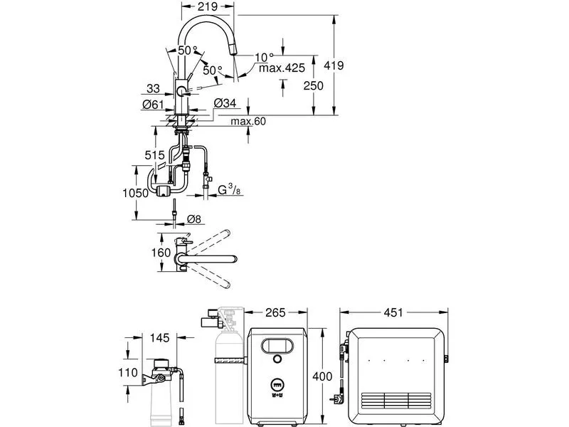 GROHE Küchenarmatur Blue Professional C-Auslauf herausziehbar GROHE Küchenarmatur Blue Professional C-Auslauf herausziehbar