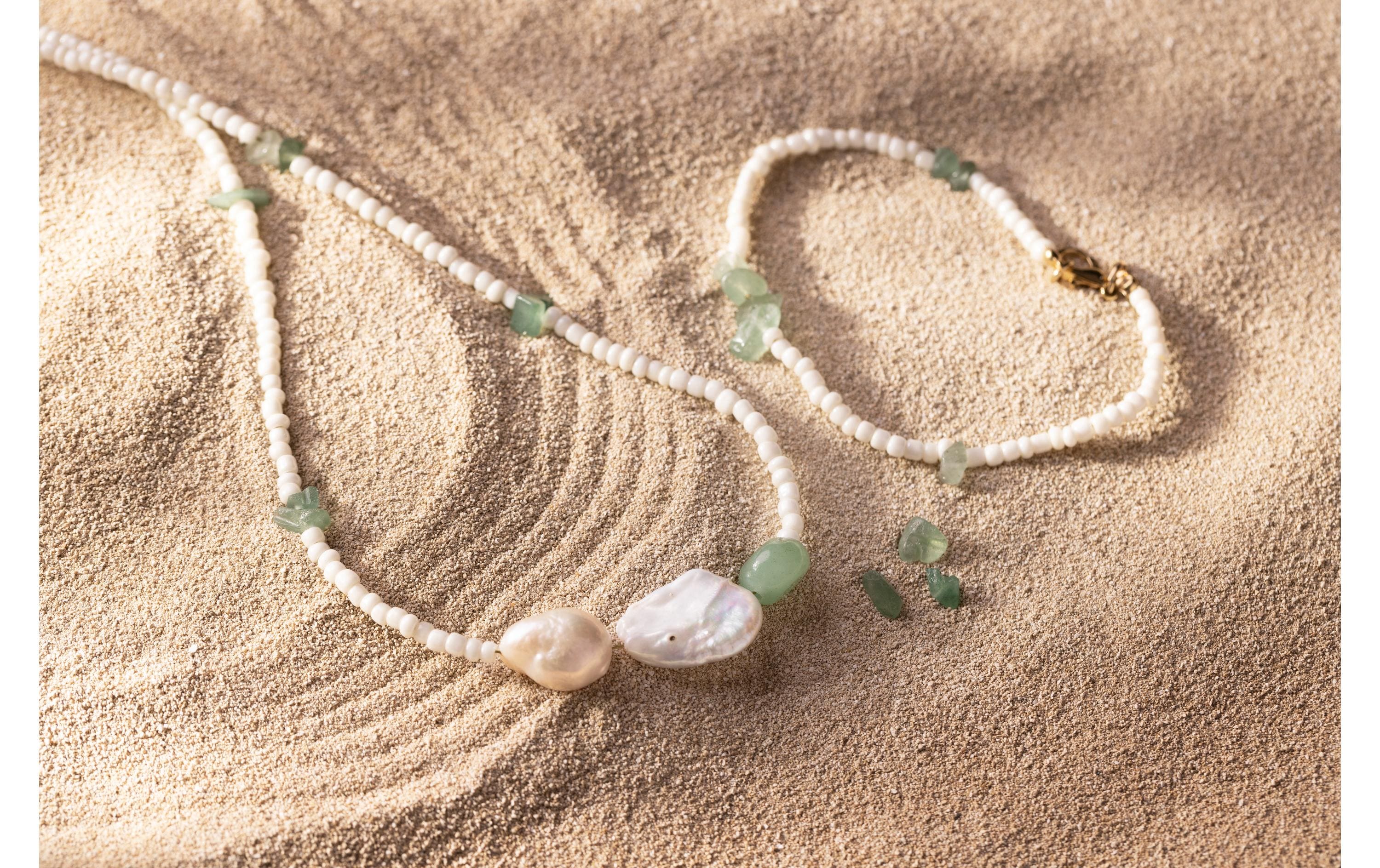 Creativ Company Schmuck Bastelset Halskette und Armband aus Aventurin-Quarz