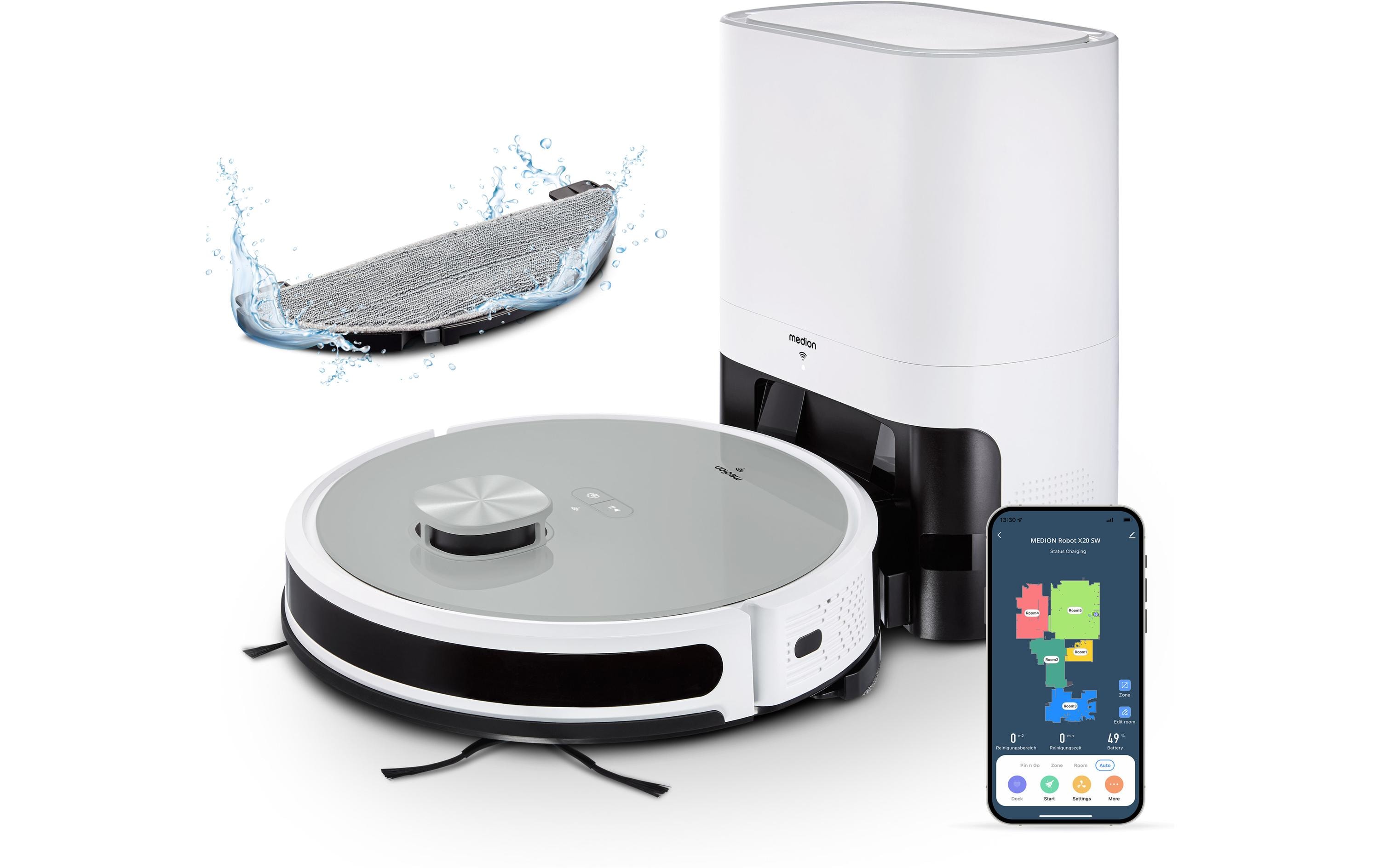 Medion Saug- und Wischroboter X21 mit Absaugstation