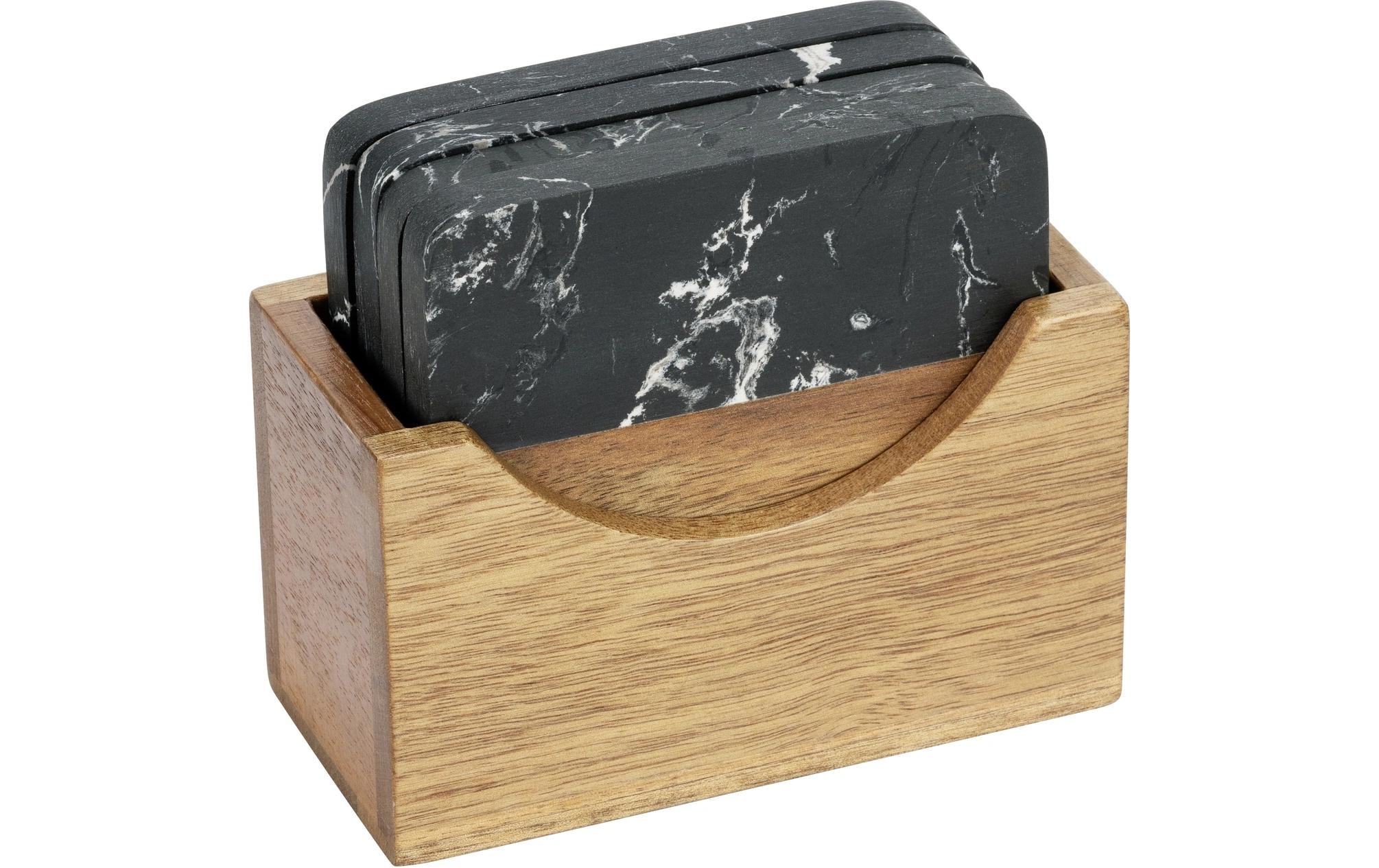 Wenko Glasuntersetzer Atami 10 x 10 cm, 4 Stück, Braun/Schwarz