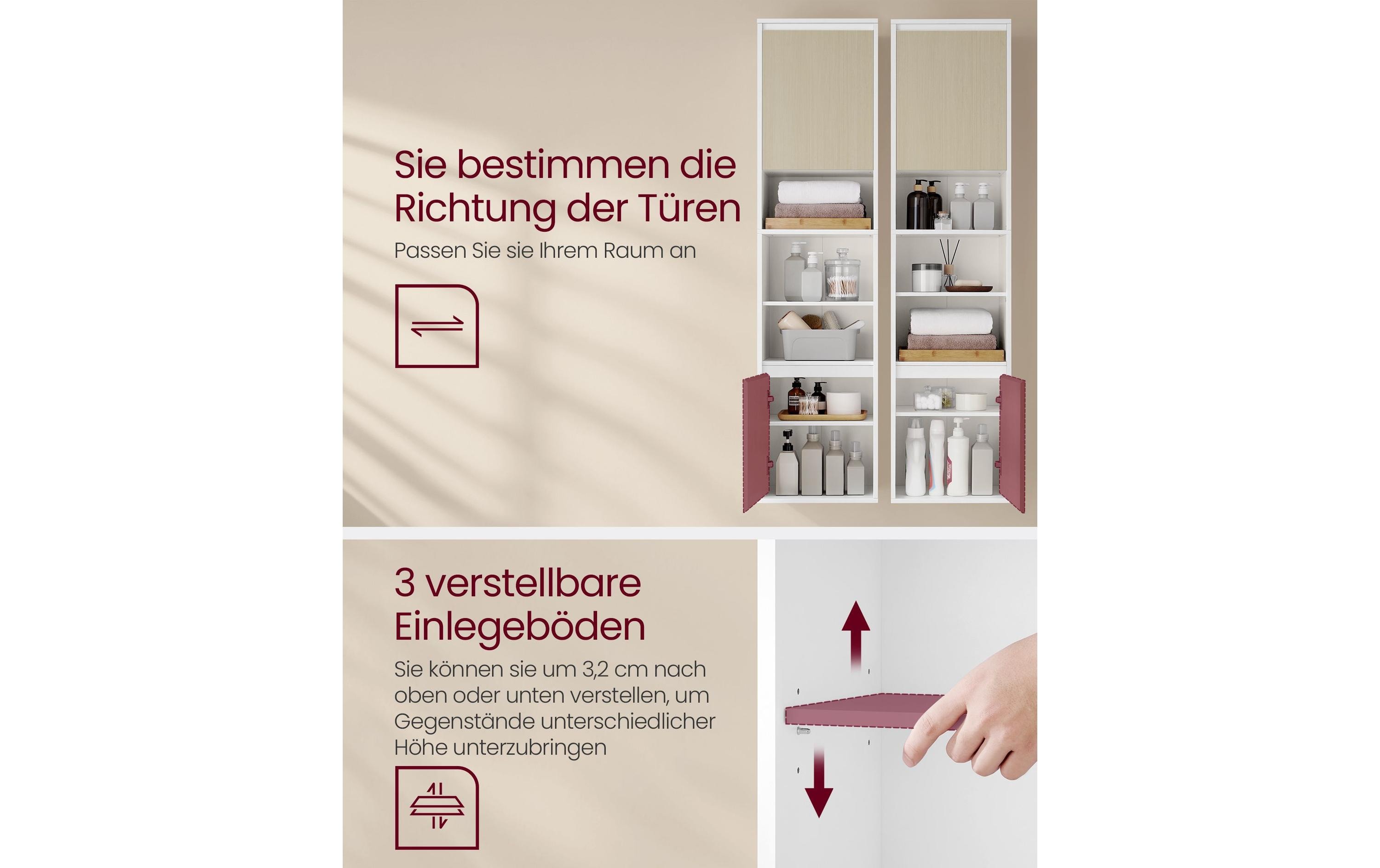 VASAGLE Kommode Bathroom Cabinet, 40 x 160 cm, Weiss-Beige