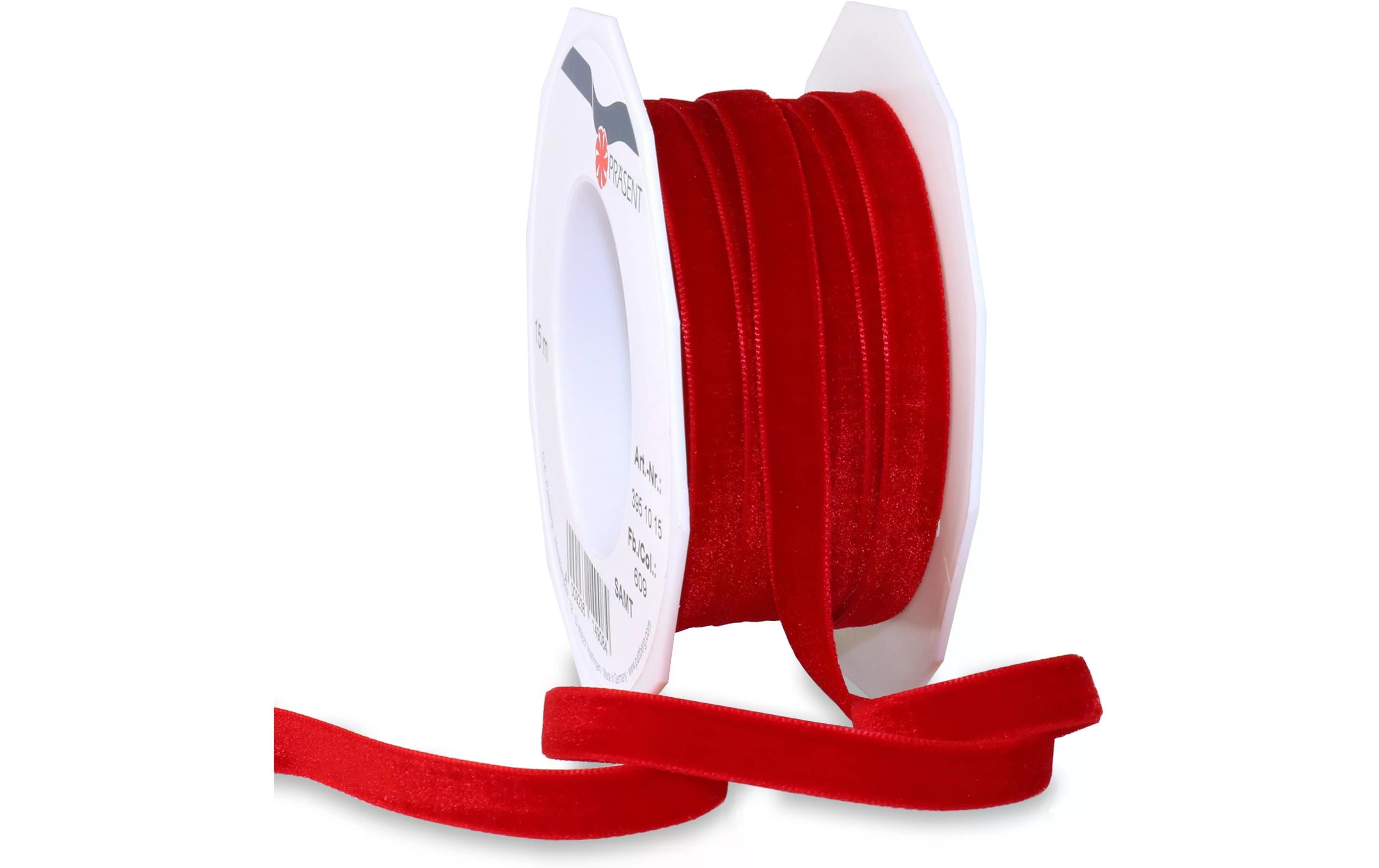 Pattberg Geschenkband Samt 10 mm x 15 m, Rot