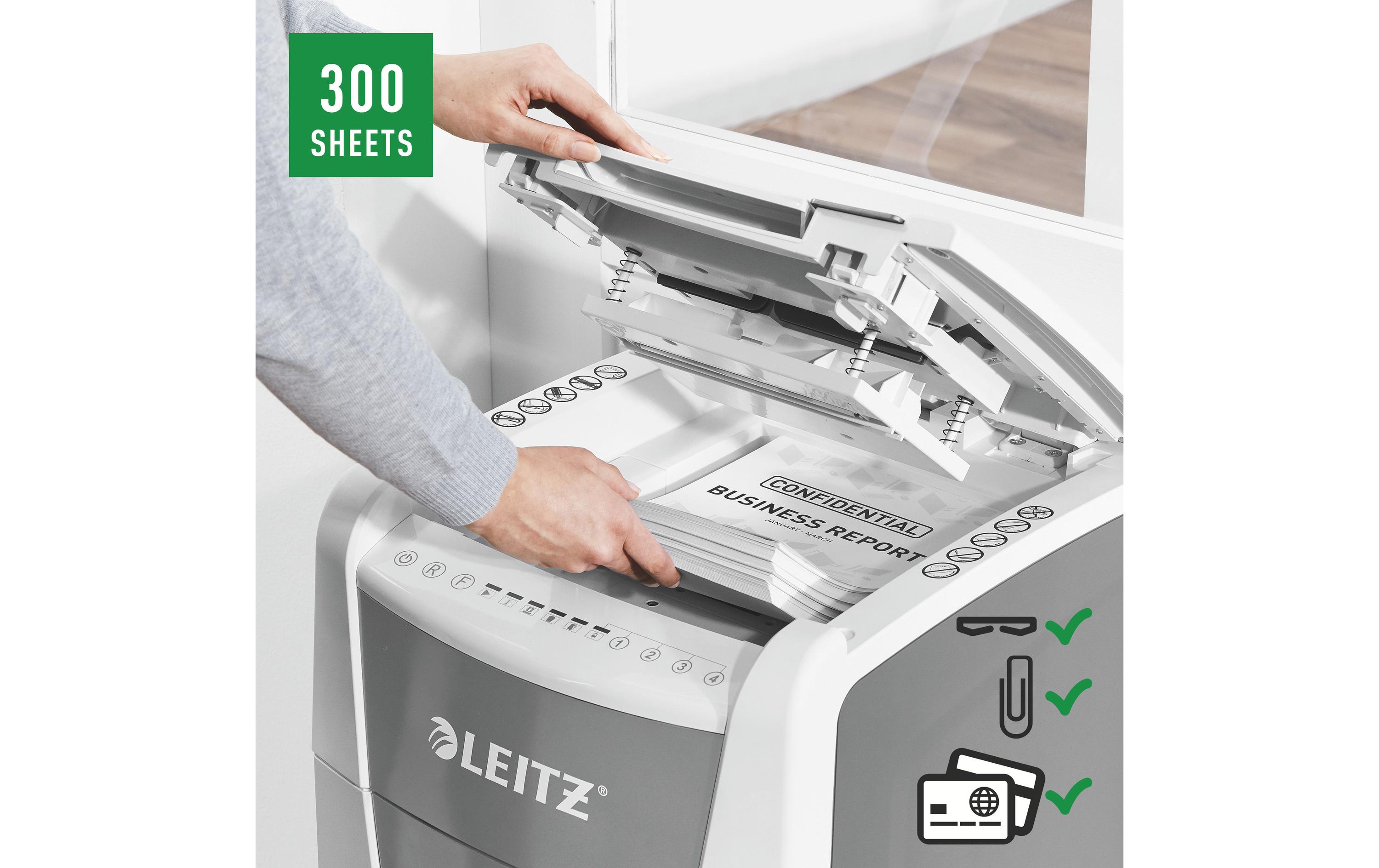 Leitz Bürogeräte Aktenvernichter IQ Autofeed Office 300, P-4, 300 Blatt