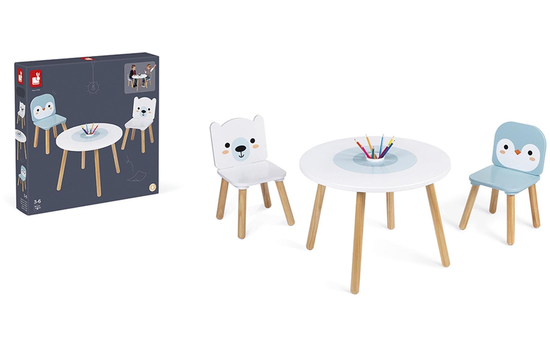 Janod Kindertisch- und Stuhlset Arktis 3-teilig