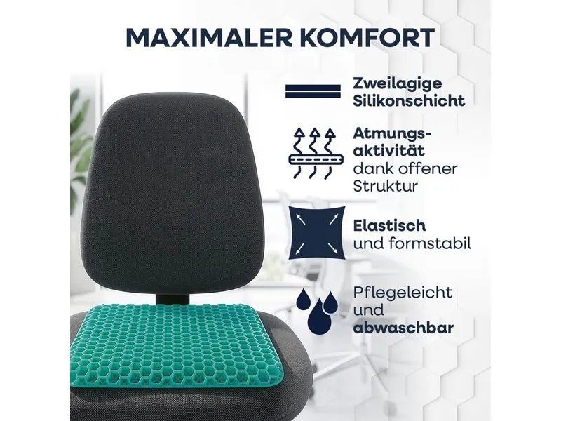 VITALmaxx Sitzkissen mit Wabenstruktur 42 x 37 cm, Türkis