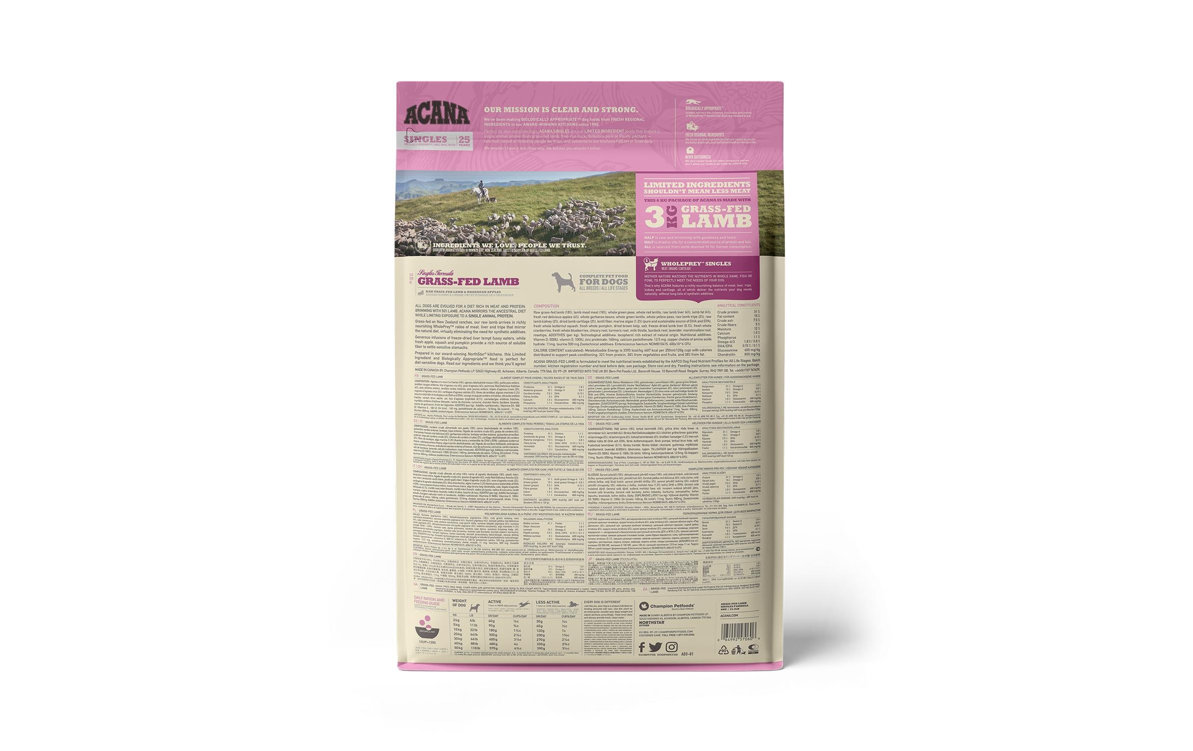 Acana Trockenfutter Singles Grass-fed Lamb Recipe 6 kg