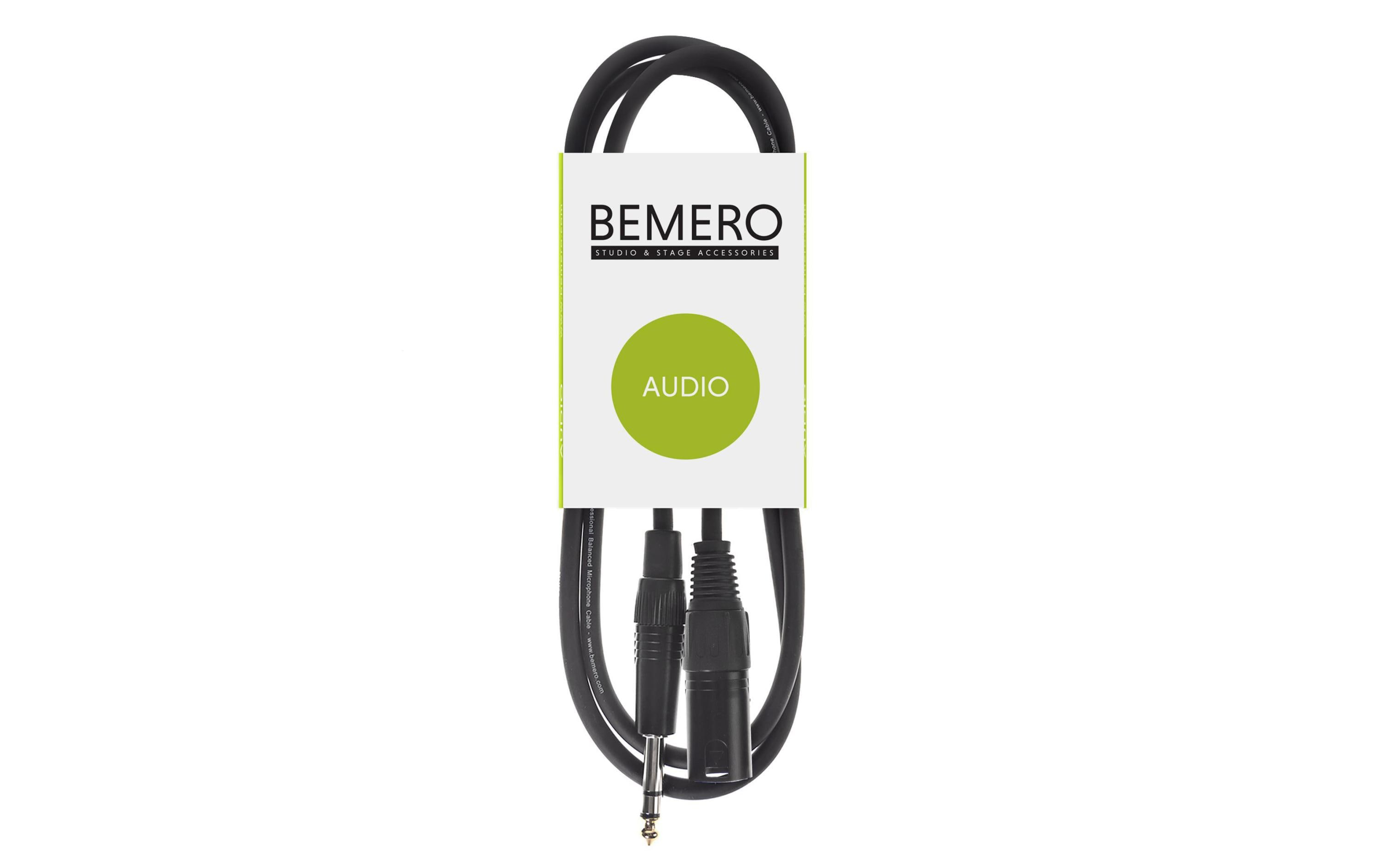 Bemero XLR-Kabel XLRm - 6.3 Klinken symmetrisch 0.75 m, Schwarz