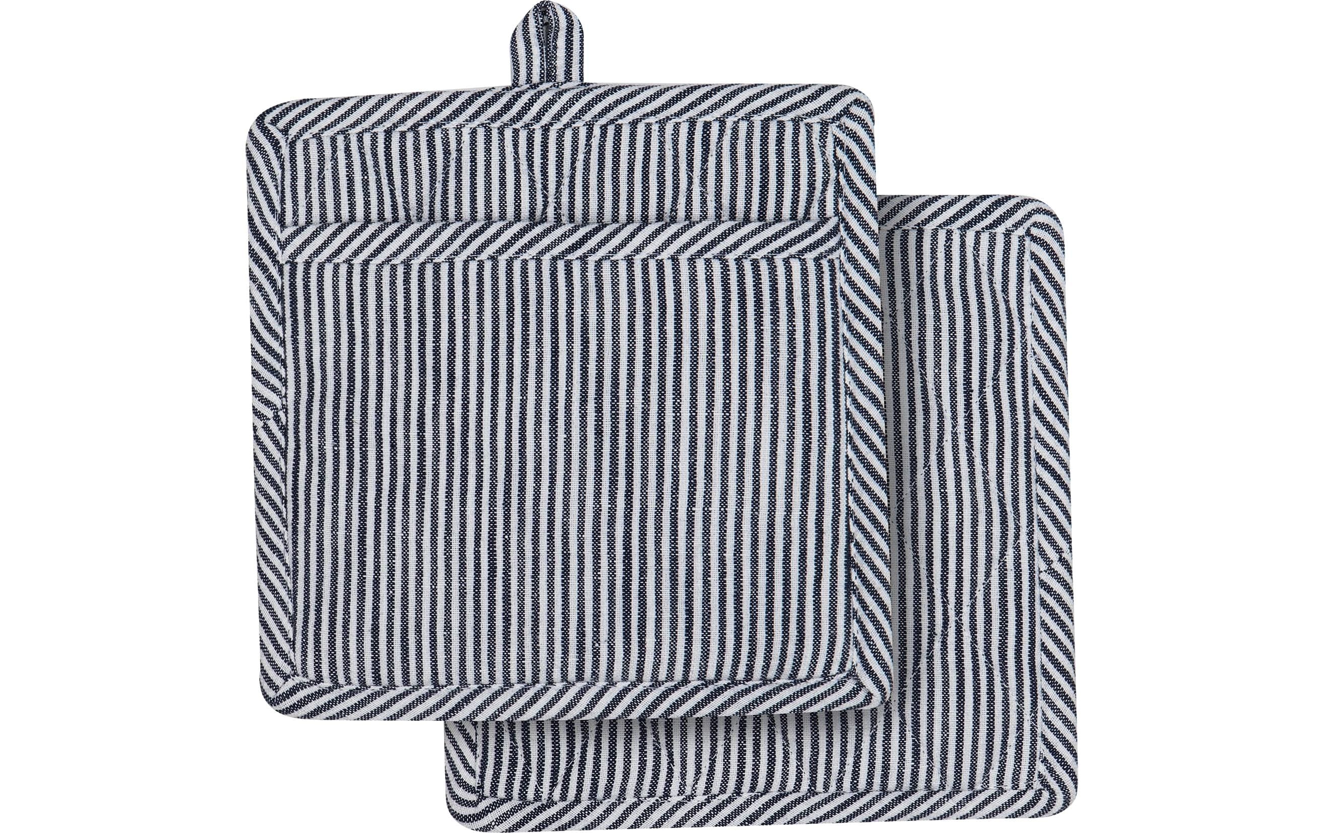 Ladelle Topflappen Lina Stripe 2 Stück, Blau/Weiss