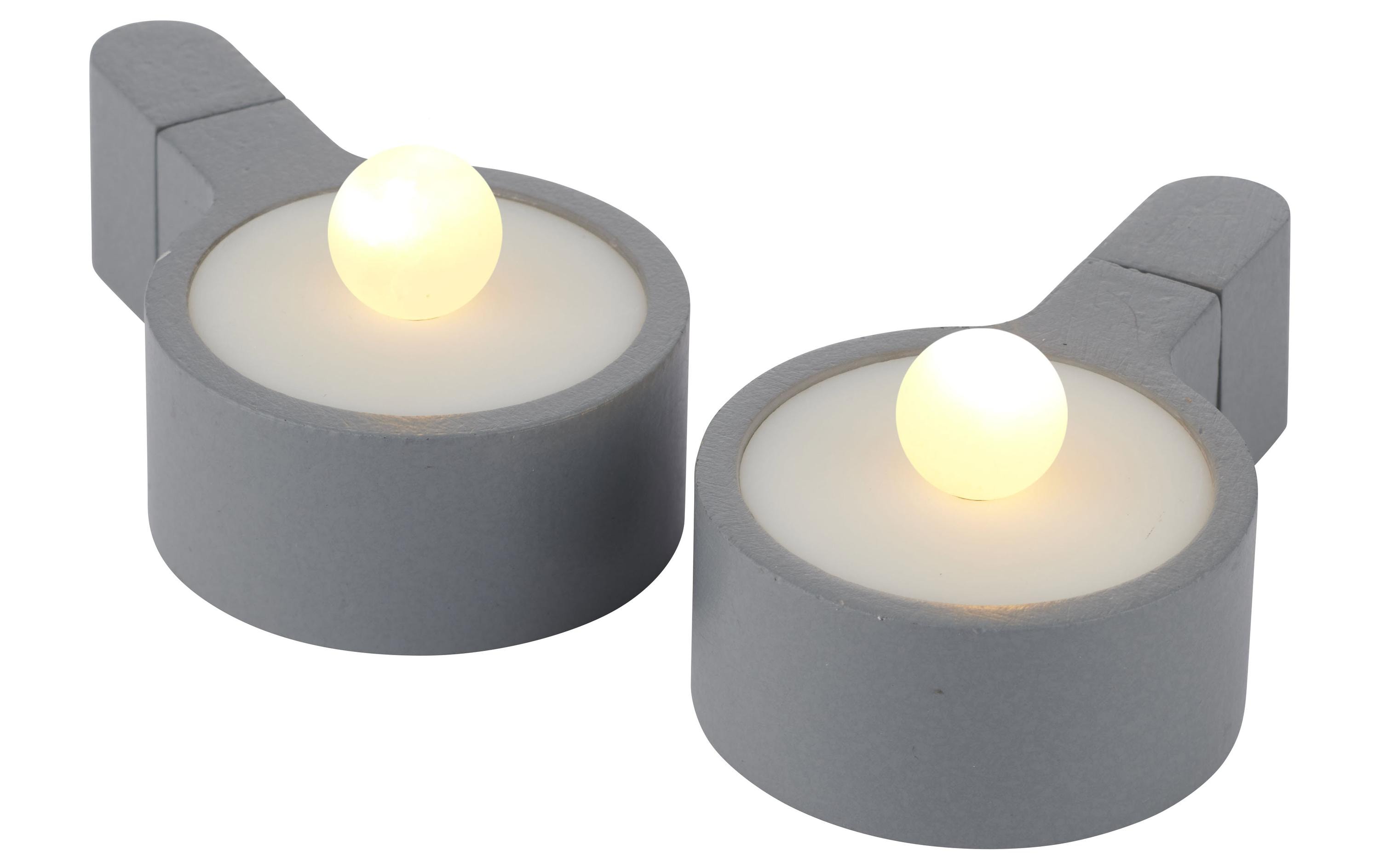 Sirius LED Teelichter Set Amalia Ø 3.9 x 1.8 cm, Grau, 2 Stk