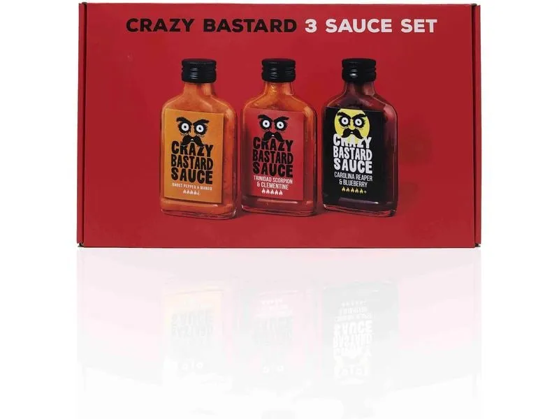 Crazy Bastard Sauce Schärfe Saucen 3er-Set 3 x 100 ml Crazy Bastard Sauce Schärfe Saucen 3er-Set 3 x 100 ml