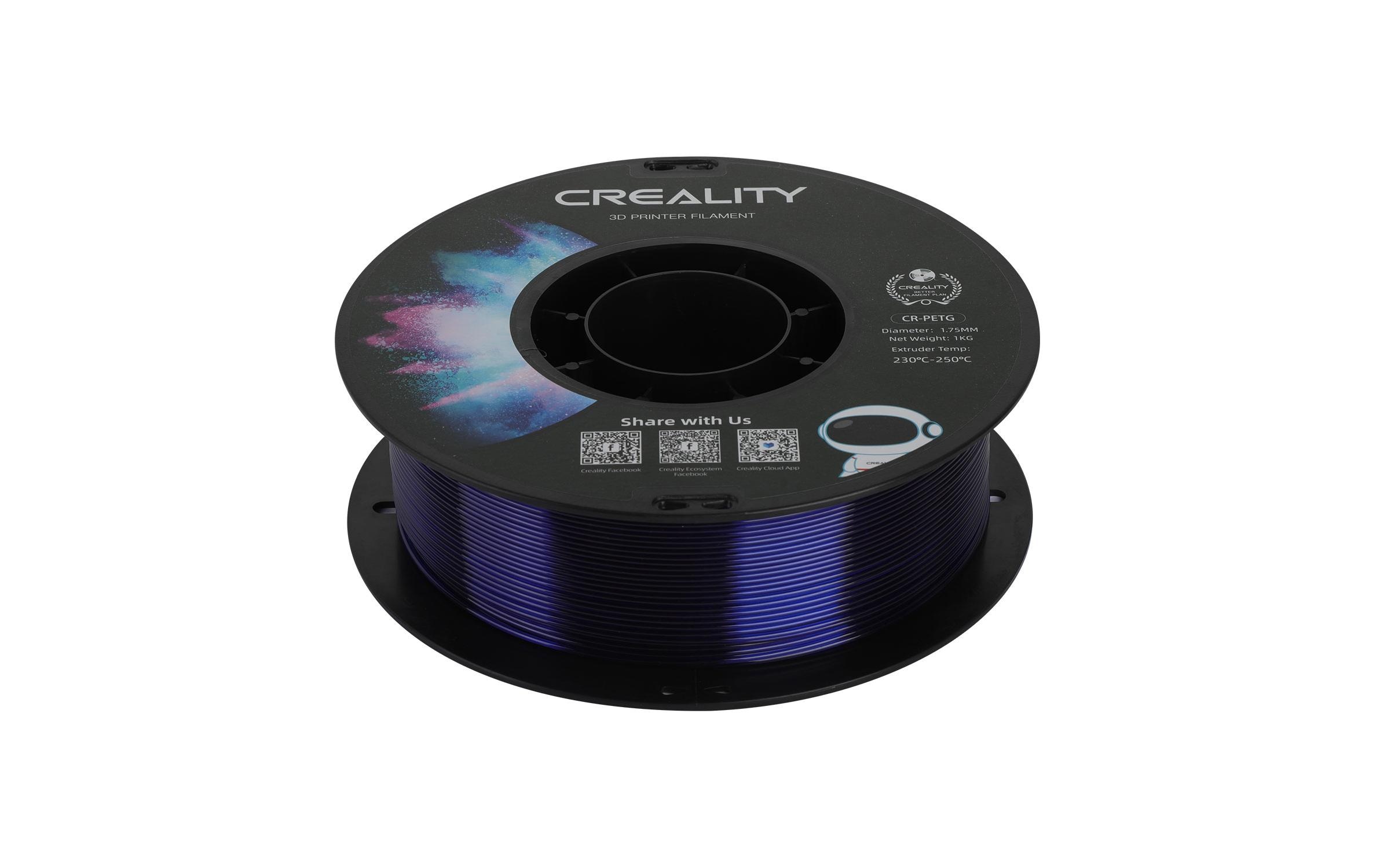 Creality Filament PETG, Transparent Blau, 1.75 mm, 1 kg Creality Filament PETG, Transparent Blau, 1.75 mm, 1 kg