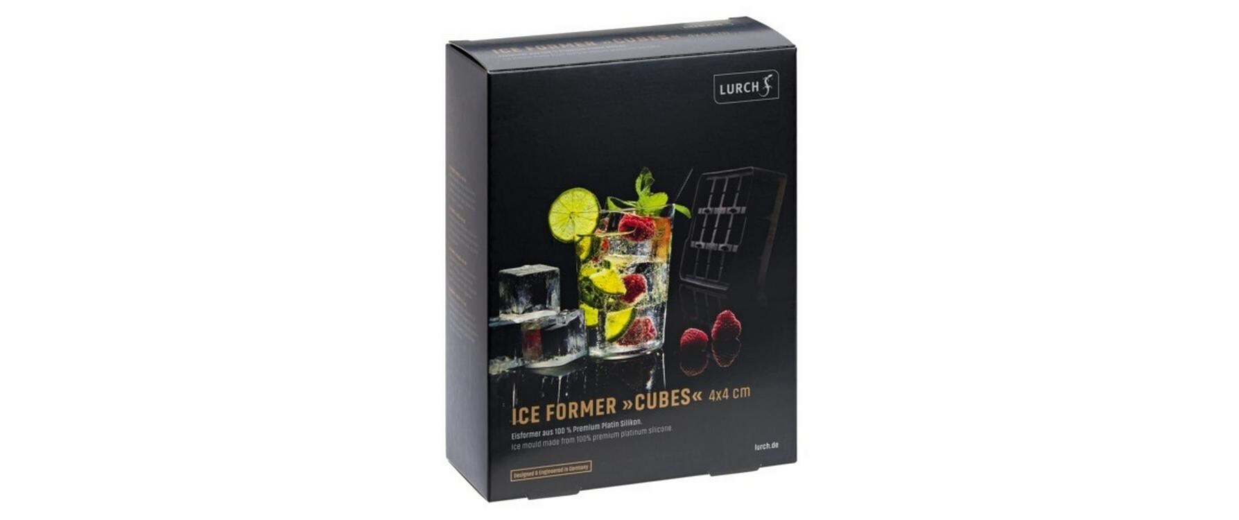 Lurch Eiswürfelform Würfel Schwarz / Transparent, 4 x 4 cm