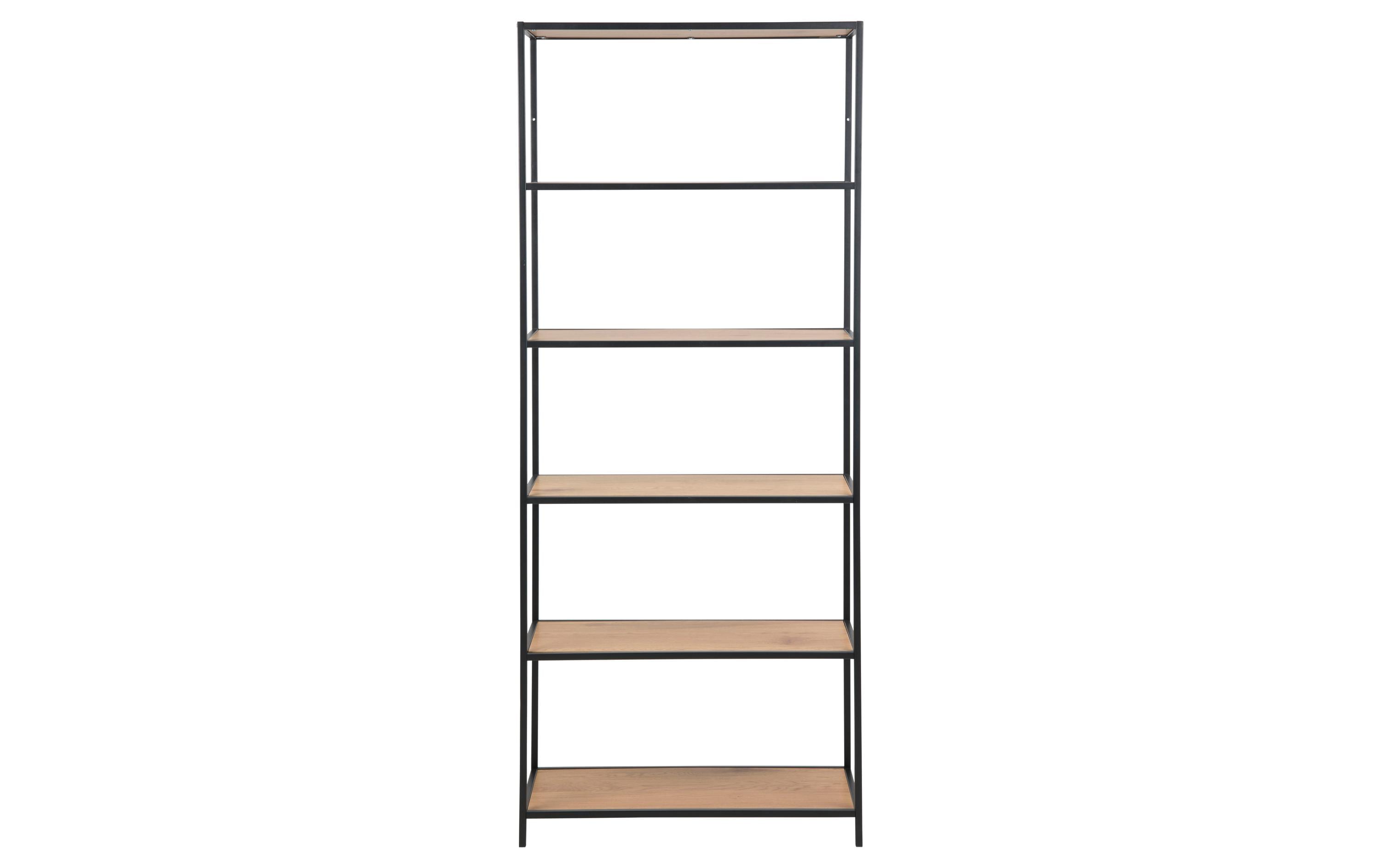 AC Design Regal Seaford 77 x 35 x 185 cm, Eiche/Schwarz matt