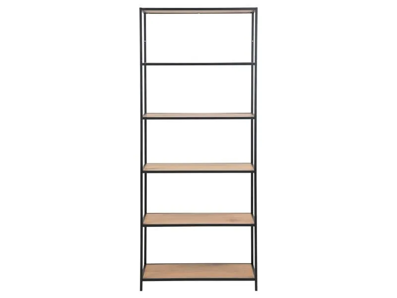 AC Design Regal Seaford 77 x 35 x 185 cm, Eiche/Schwarz matt