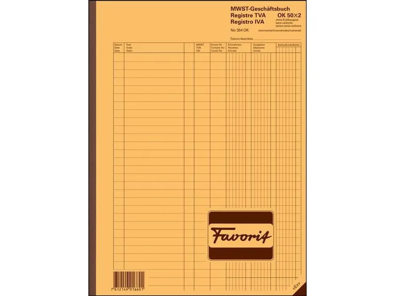 Favorit Durchschreibeblock 220 x 297 mm MWST, 50 x 2 Blatt Favorit Durchschreibeblock 220 x 297 mm MWST, 50 x 2 Blatt