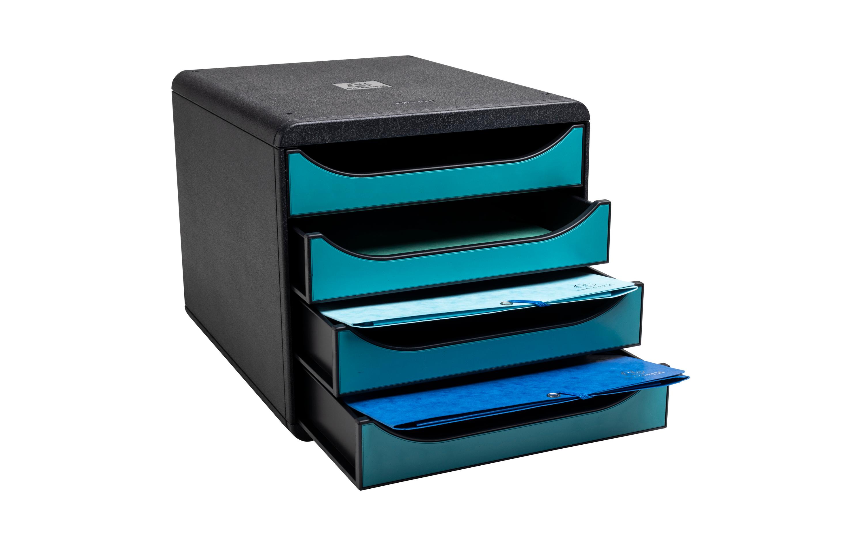 Exacompta Schubladenbox Big Box Skandi, 4 Schubladen, Pazifikblau