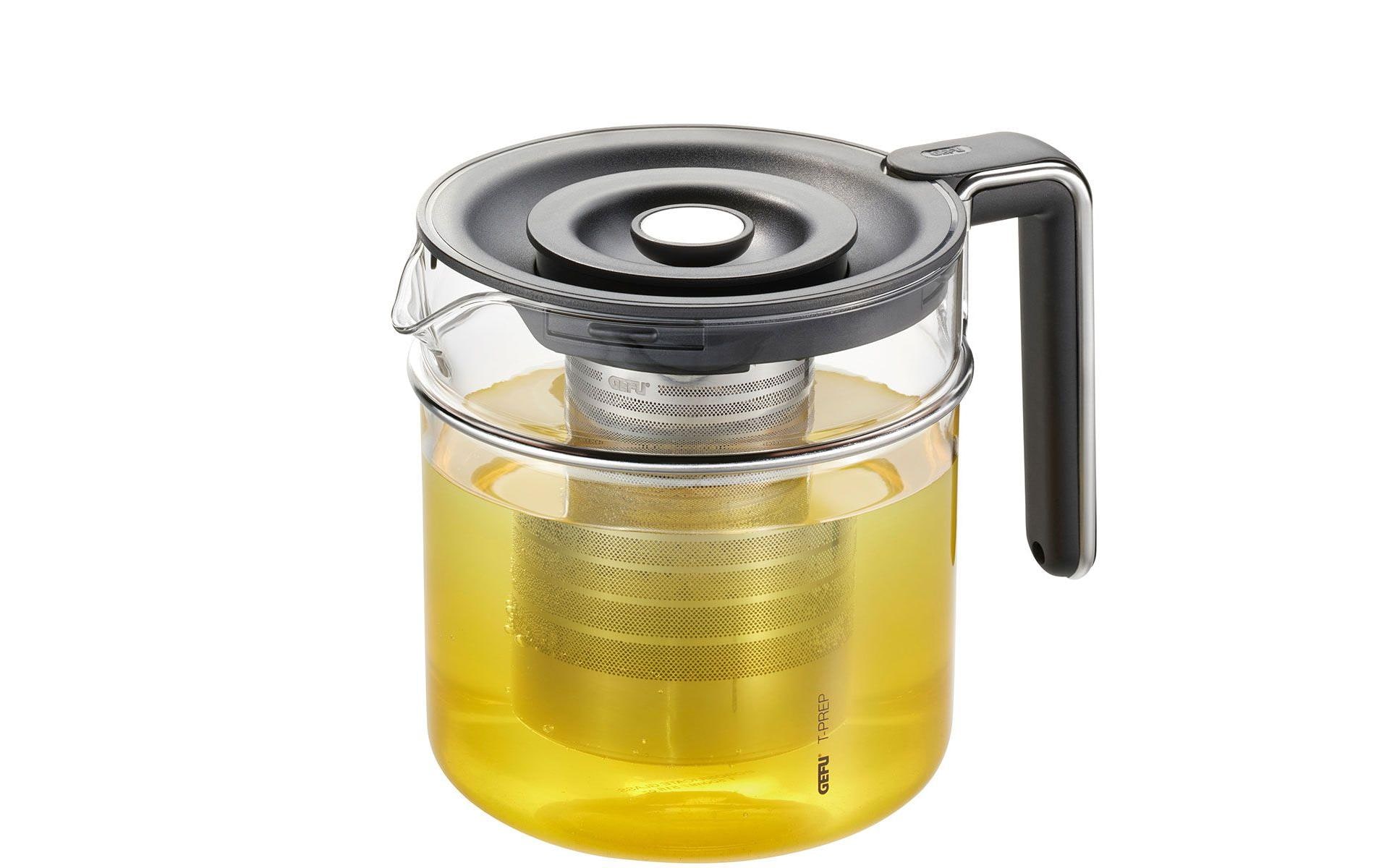 GEFU Teekanne T-Prep 1.5 l, Schwarz/Silber/Transparent