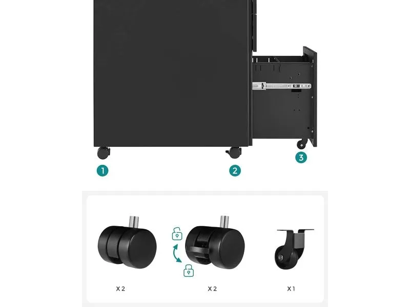 Songmics Rollcontainer, 39.0 x 52.0 x 60.0 cm, Schwarz