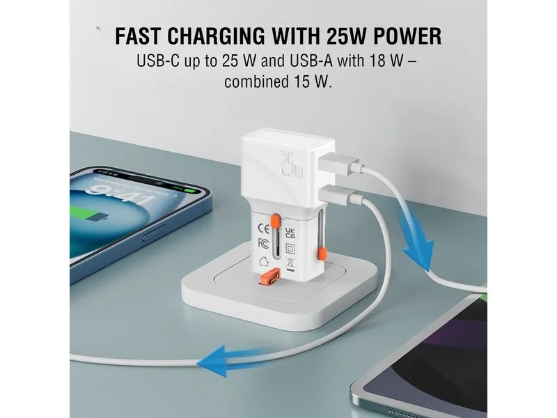 4smarts Weltreiseadapter Nomad Pocket 25W 1C+1A, Weiss 4smarts Weltreiseadapter Nomad Pocket 25W 1C+1A, Weiss