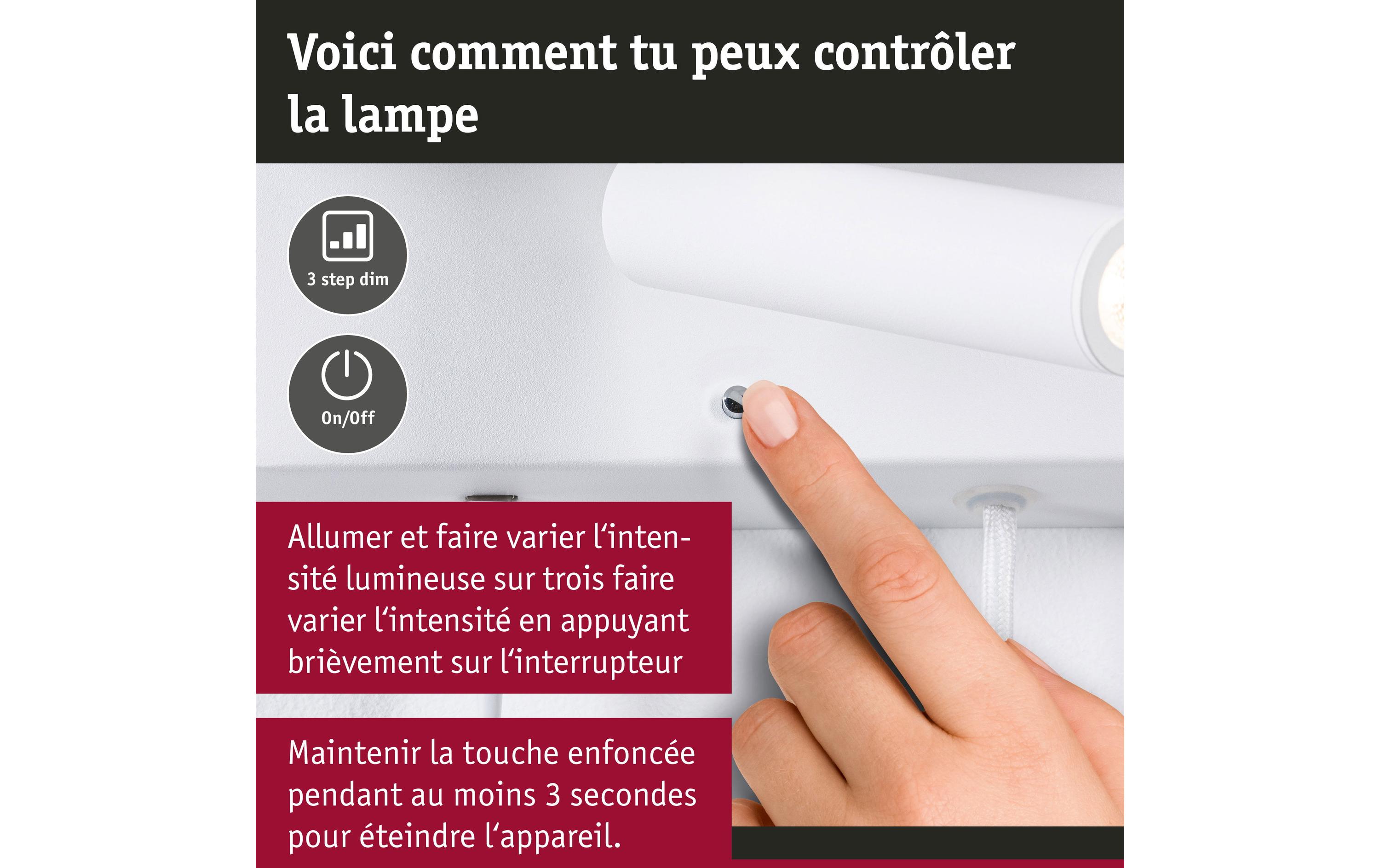 Paulmann Wandleuchte 3-Step-Dim Jerik USB C Weiss