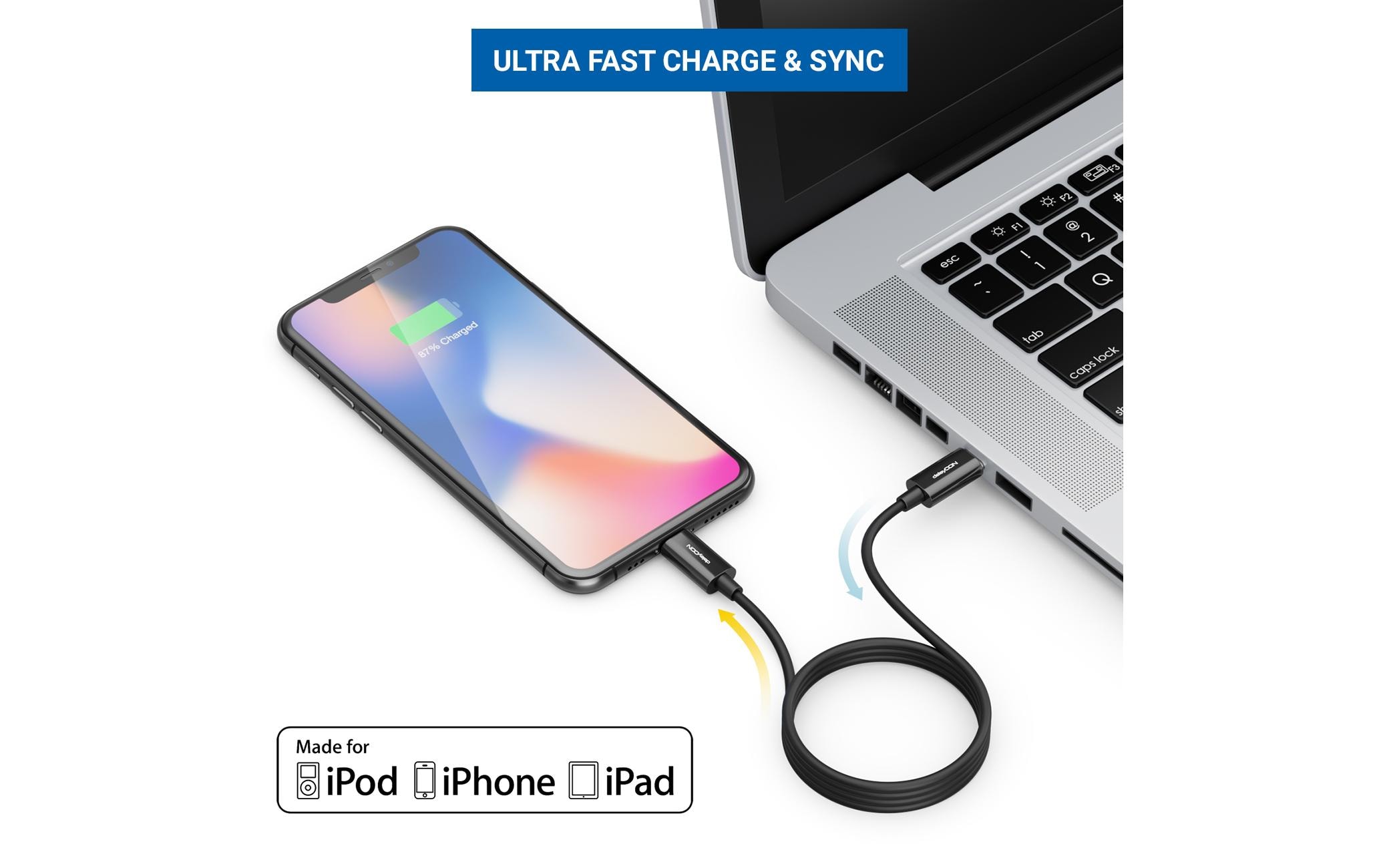 deleyCON USB 2.0-Kabel USB C - Lightning 2 m