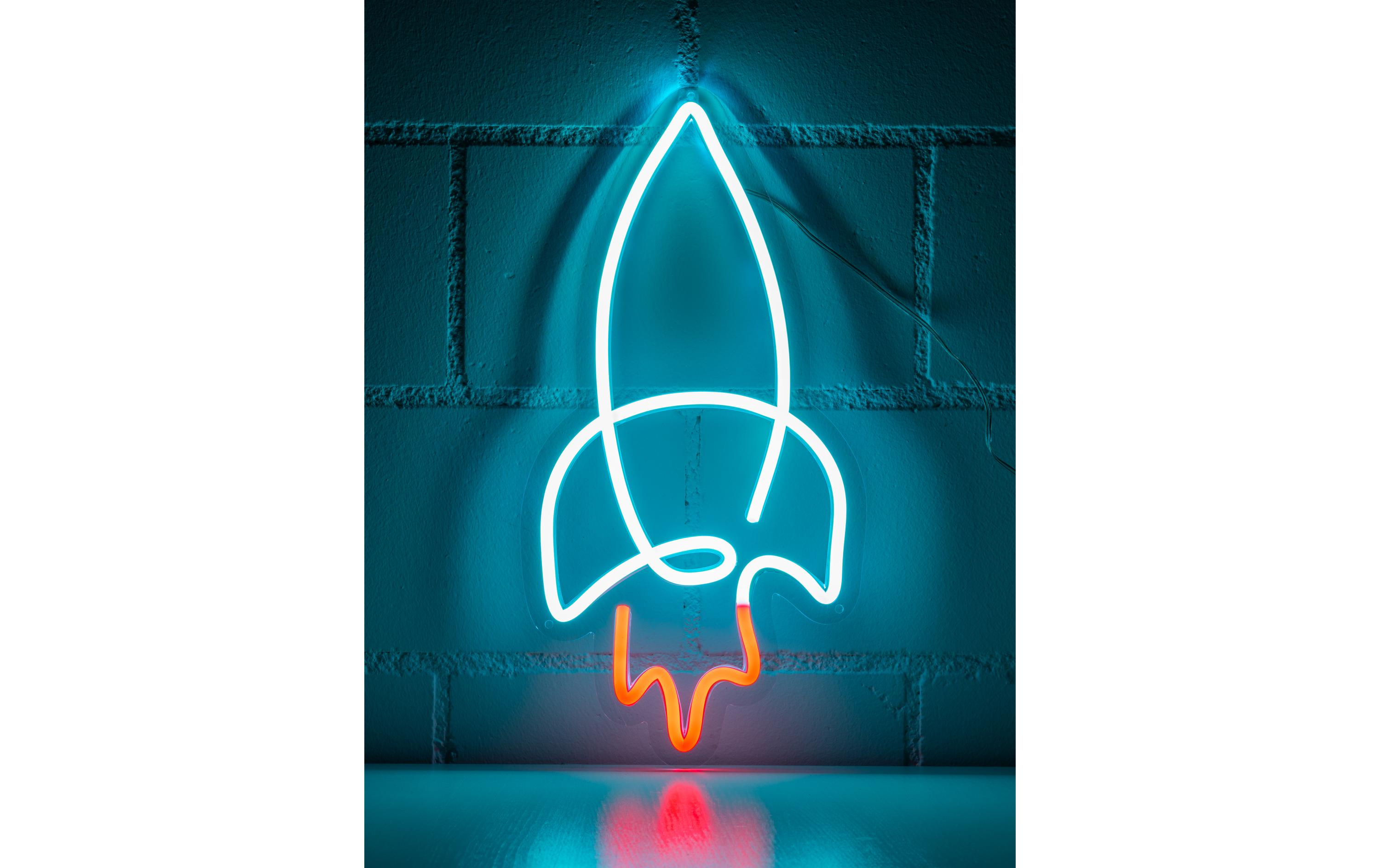 Vegas Lights LED Dekolicht Neonschild Rakete 25 x 30 cm